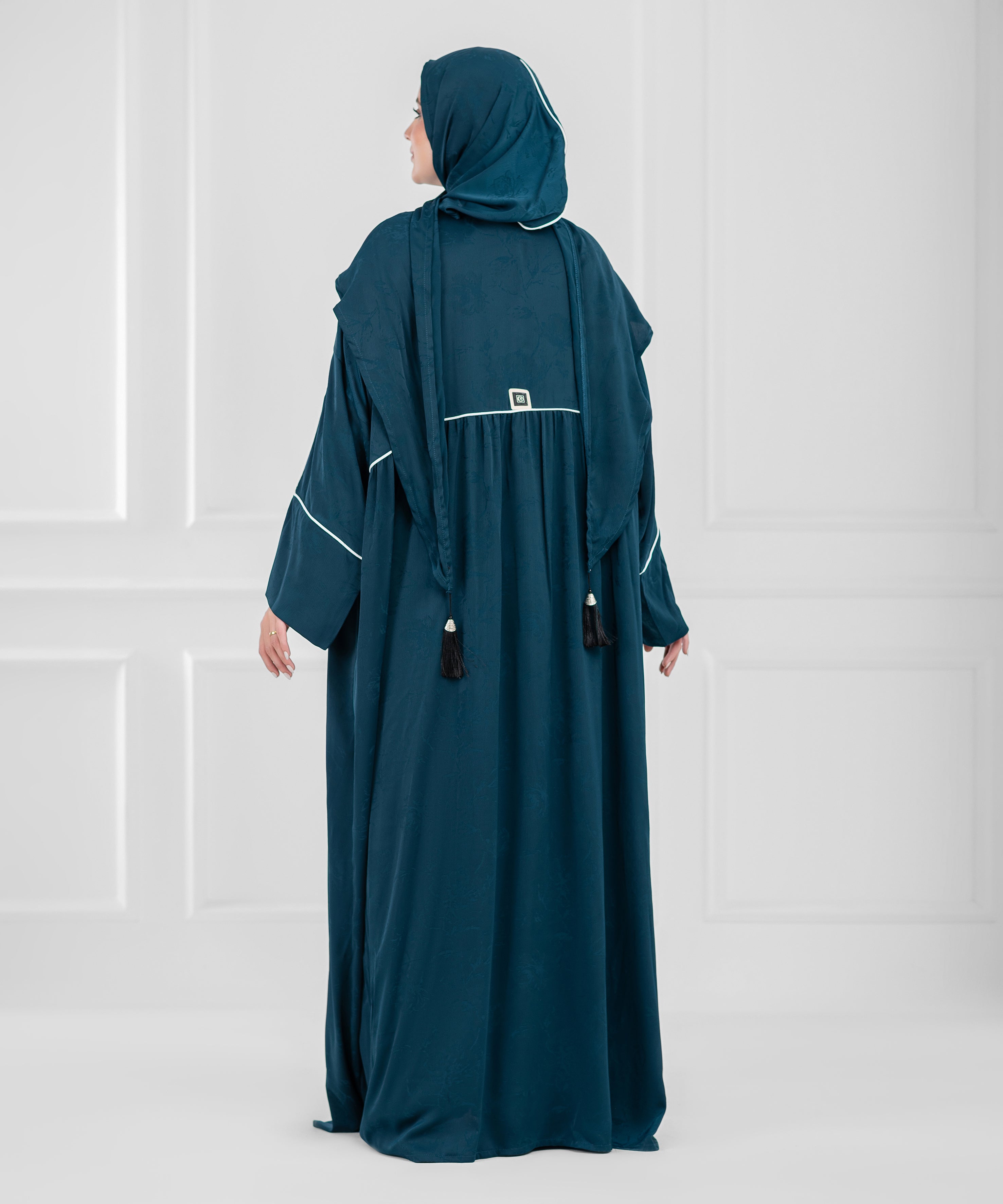ZOMORODA Jacquard Satin isdal - اسدال زمردة ستان جاكار  (petroleum)