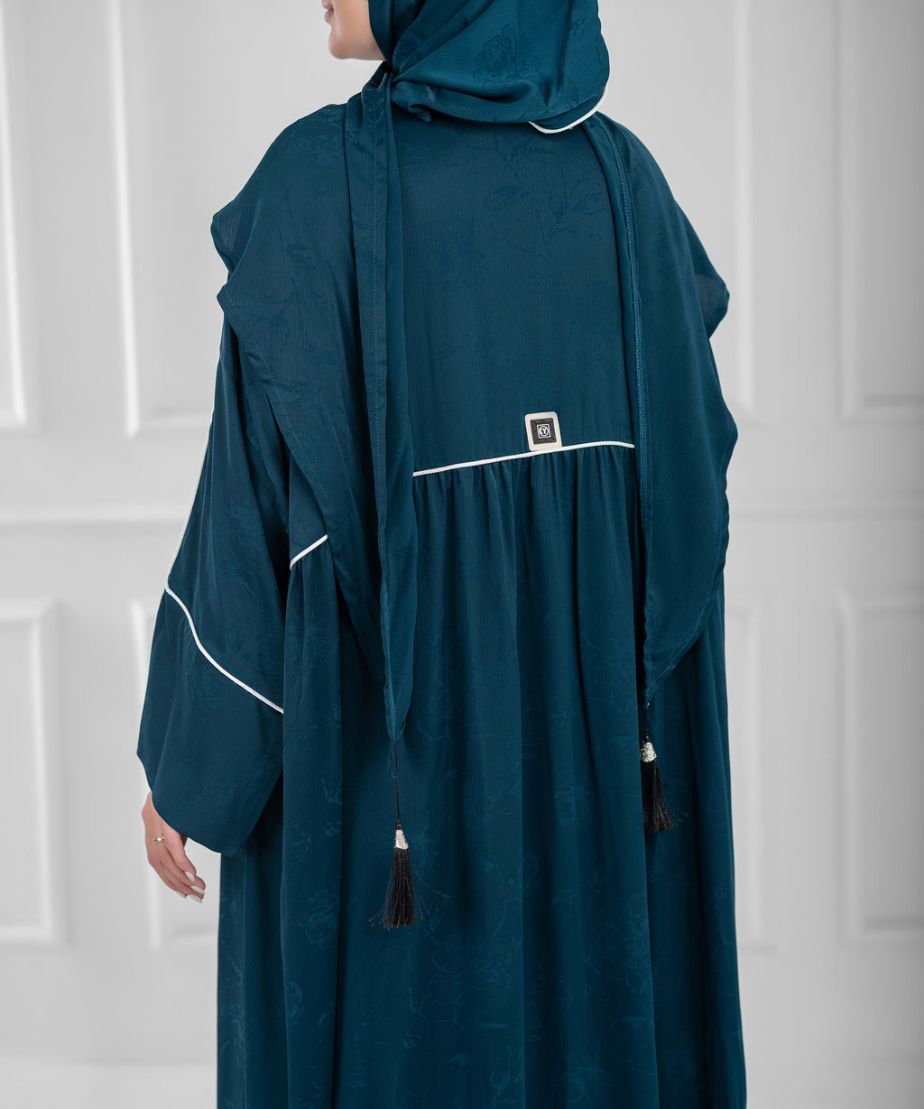 ZOMORODA Jacquard Satin isdal - اسدال زمردة ستان جاكار  (petroleum)