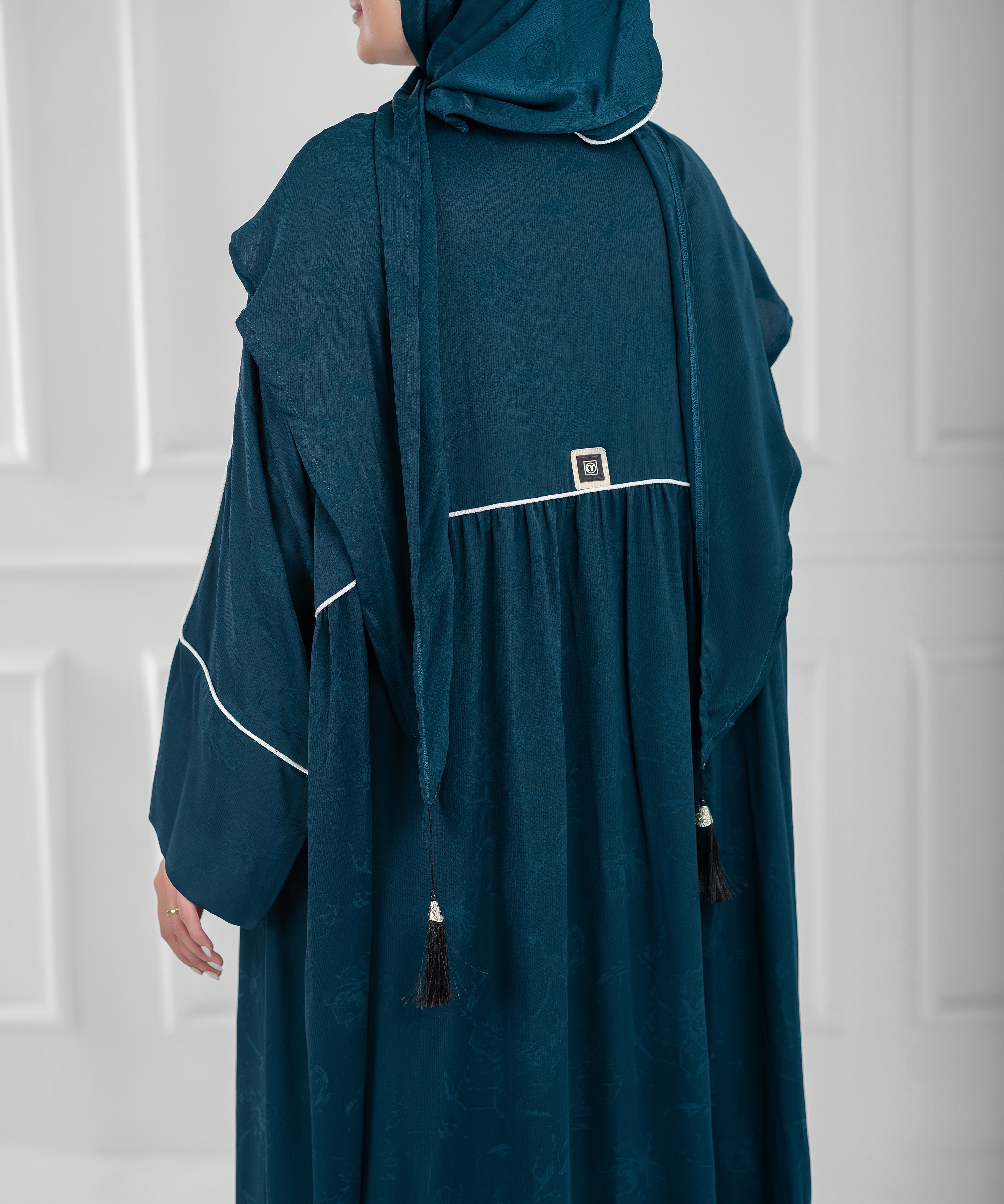 ZOMORODA Jacquard Satin isdal - اسدال زمردة ستان جاكار  (petroleum)