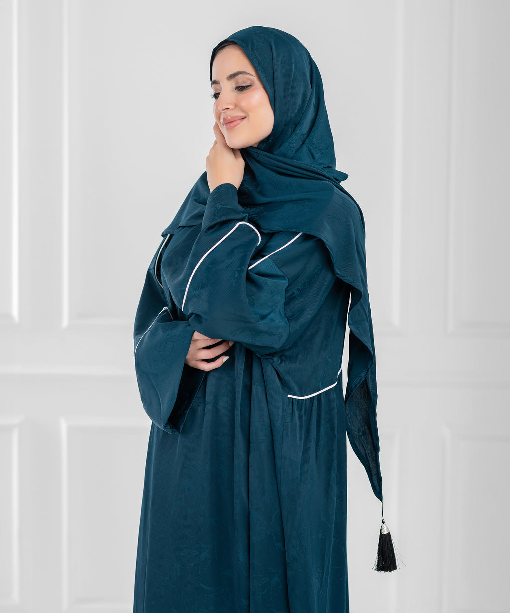 ZOMORODA Jacquard Satin isdal - اسدال زمردة ستان جاكار  (petroleum)
