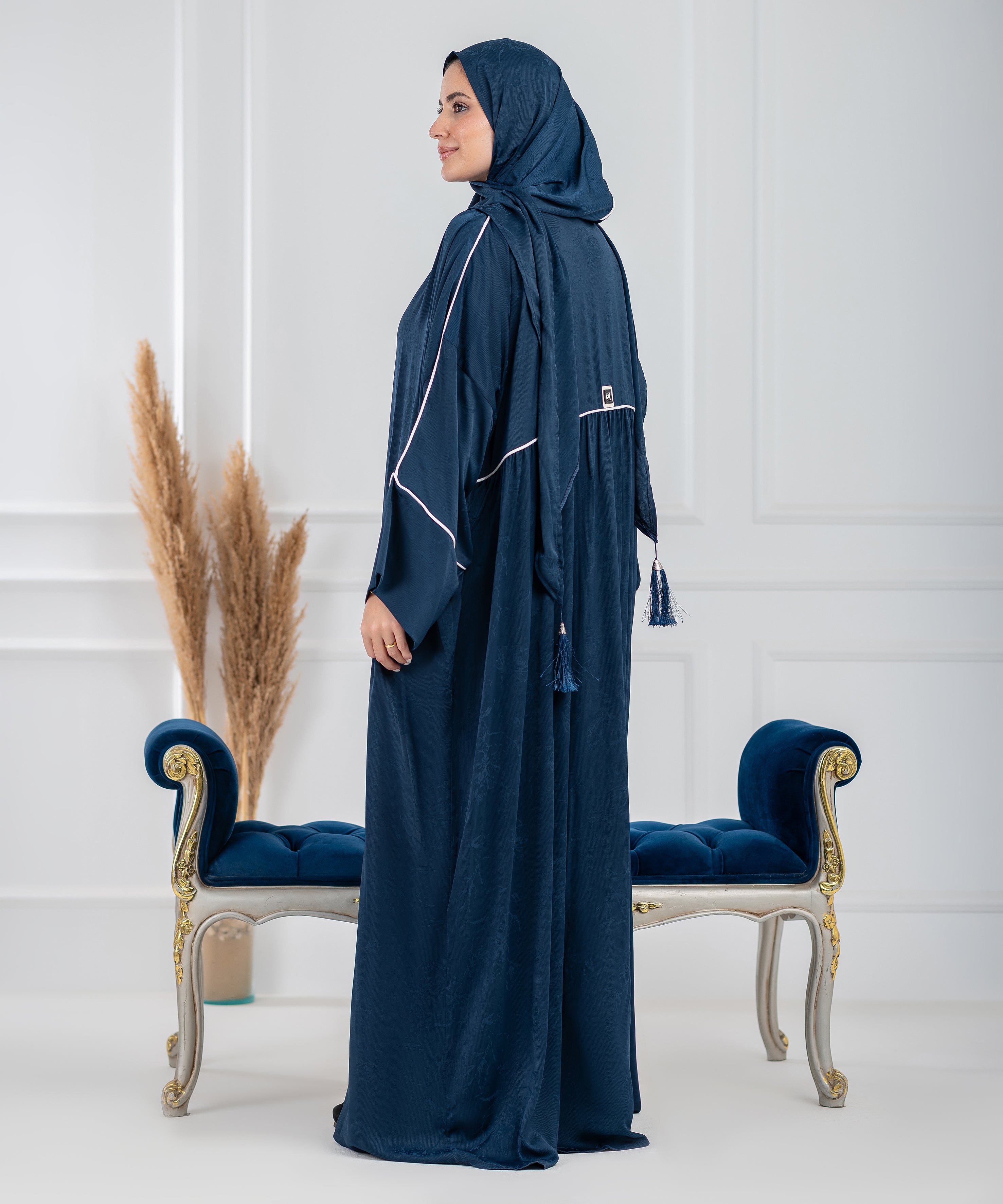 LAYALY Jacquard Satin isdal -  اسدال ليالي ستان جاكار (blue)