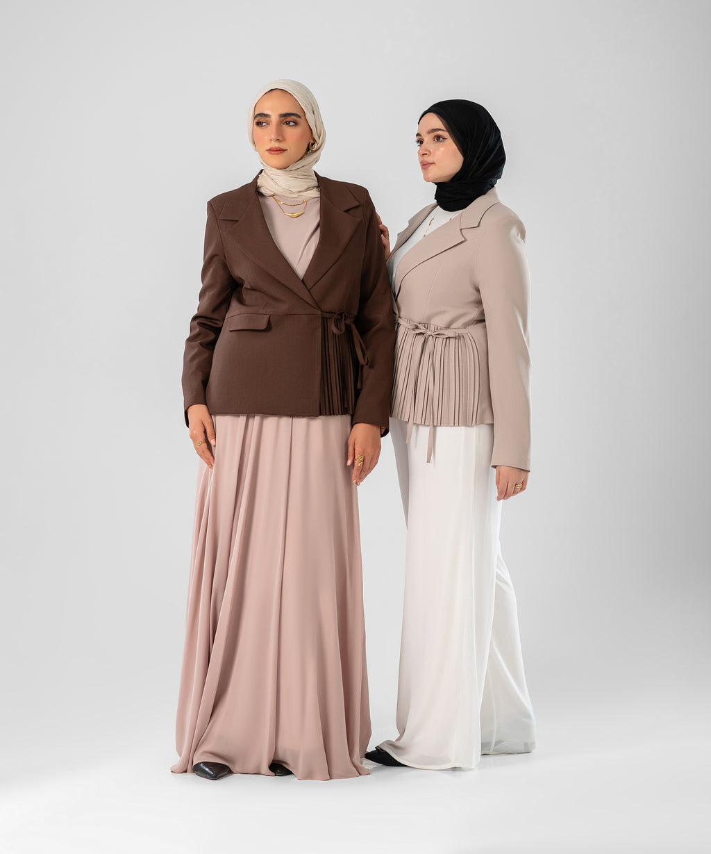 Pleated Blazer ( Brown )