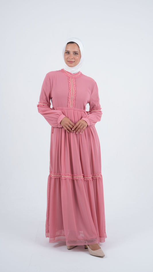 Pink Pearl Chiffon Dress