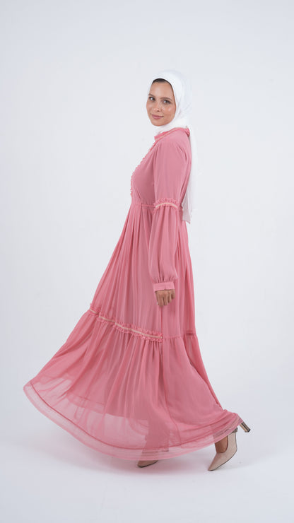 Pink Pearl Chiffon Dress