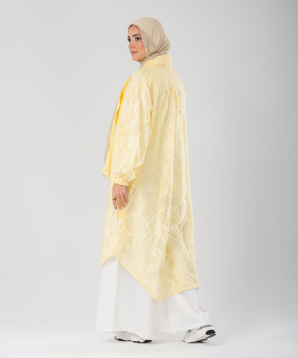 Elegant Lace Modest Cardigan – (Canary Yellow)