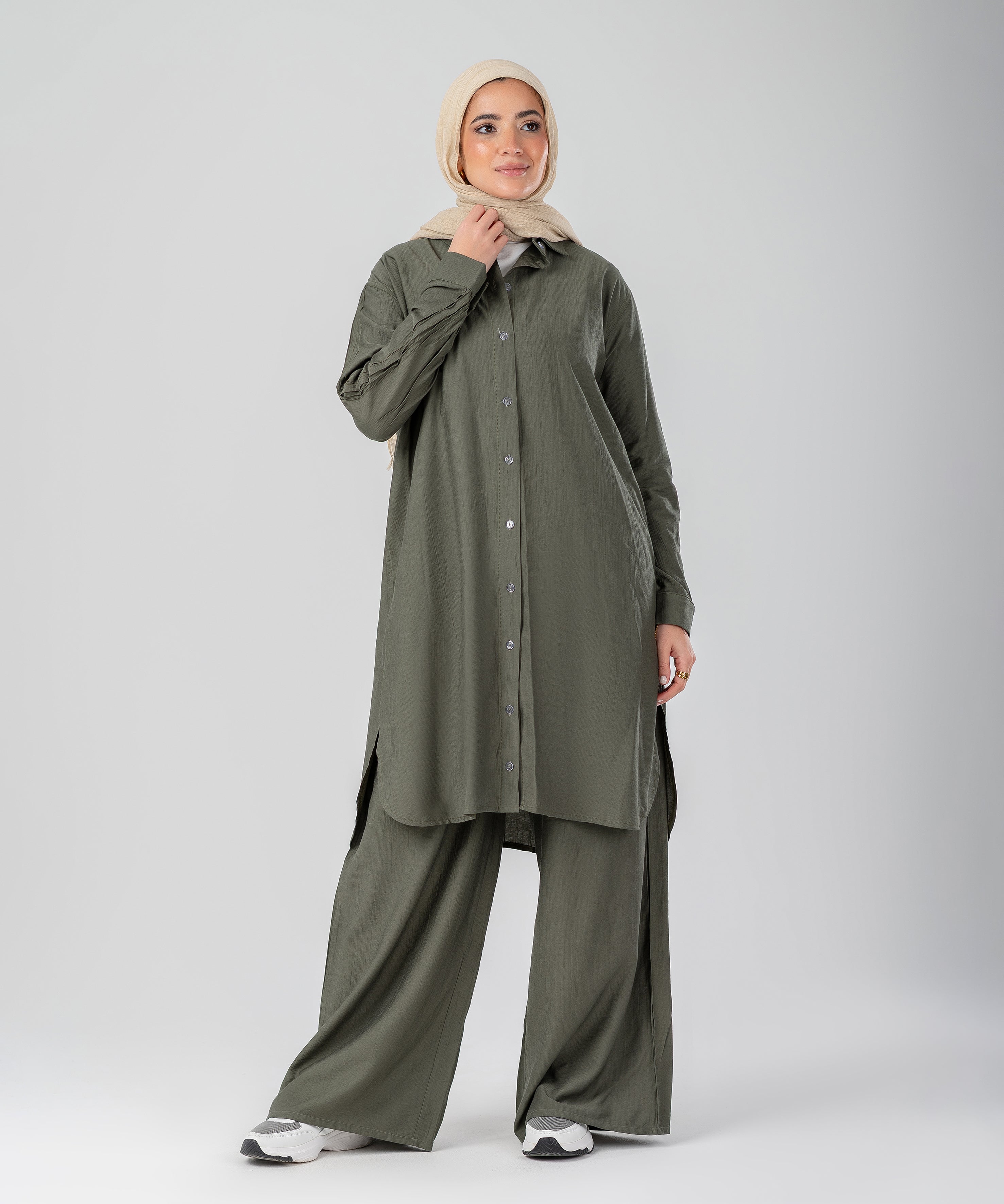 Two-Piece Modest Set Strides (Olive)