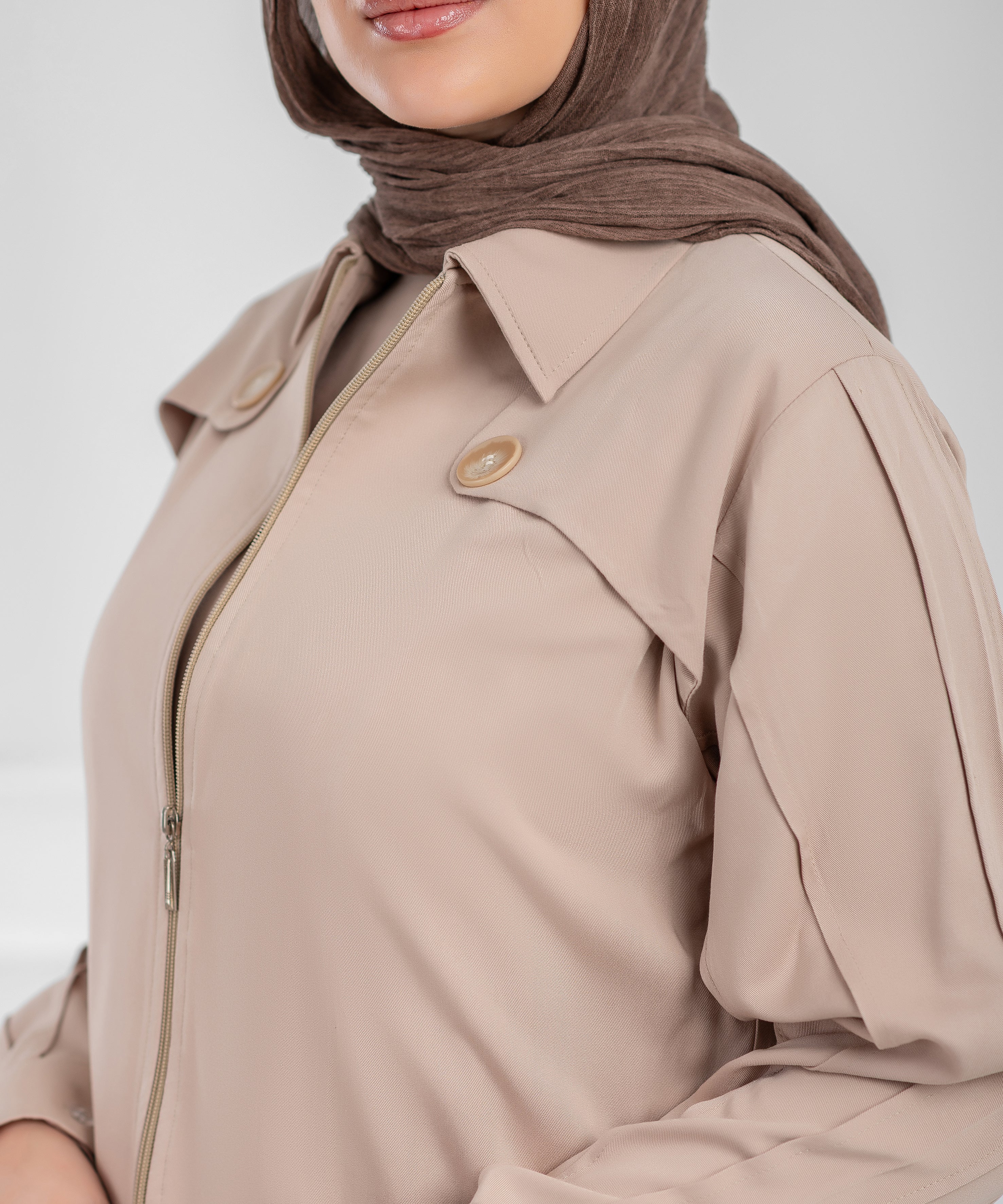 Summer Cotton Celine Beige Modest Set (dress + cropped jacket)