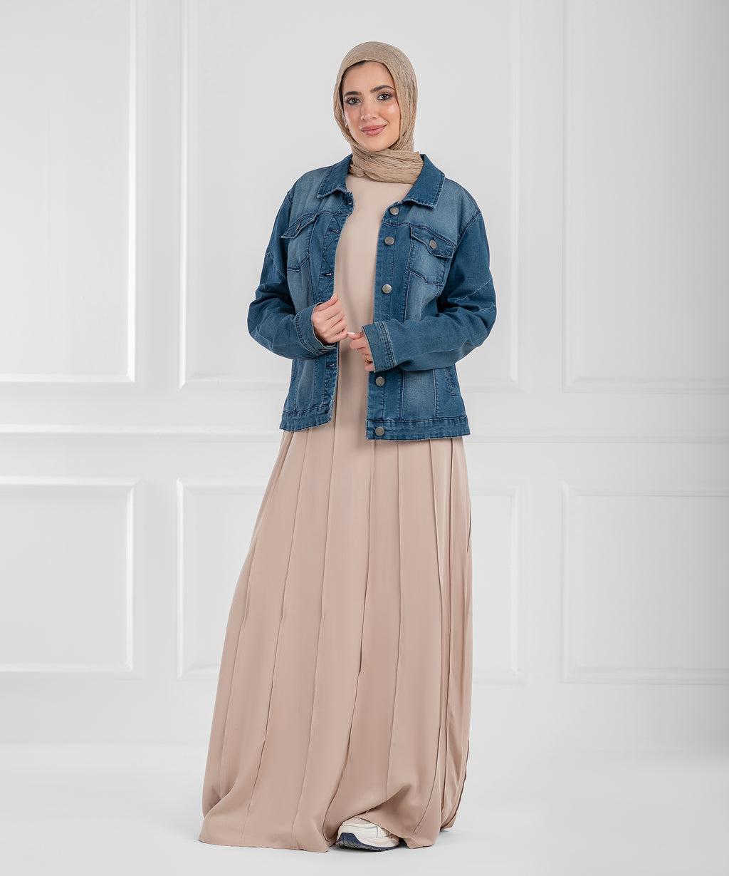 Summer Cotton Celine Beige Modest Set (dress + cropped jacket)