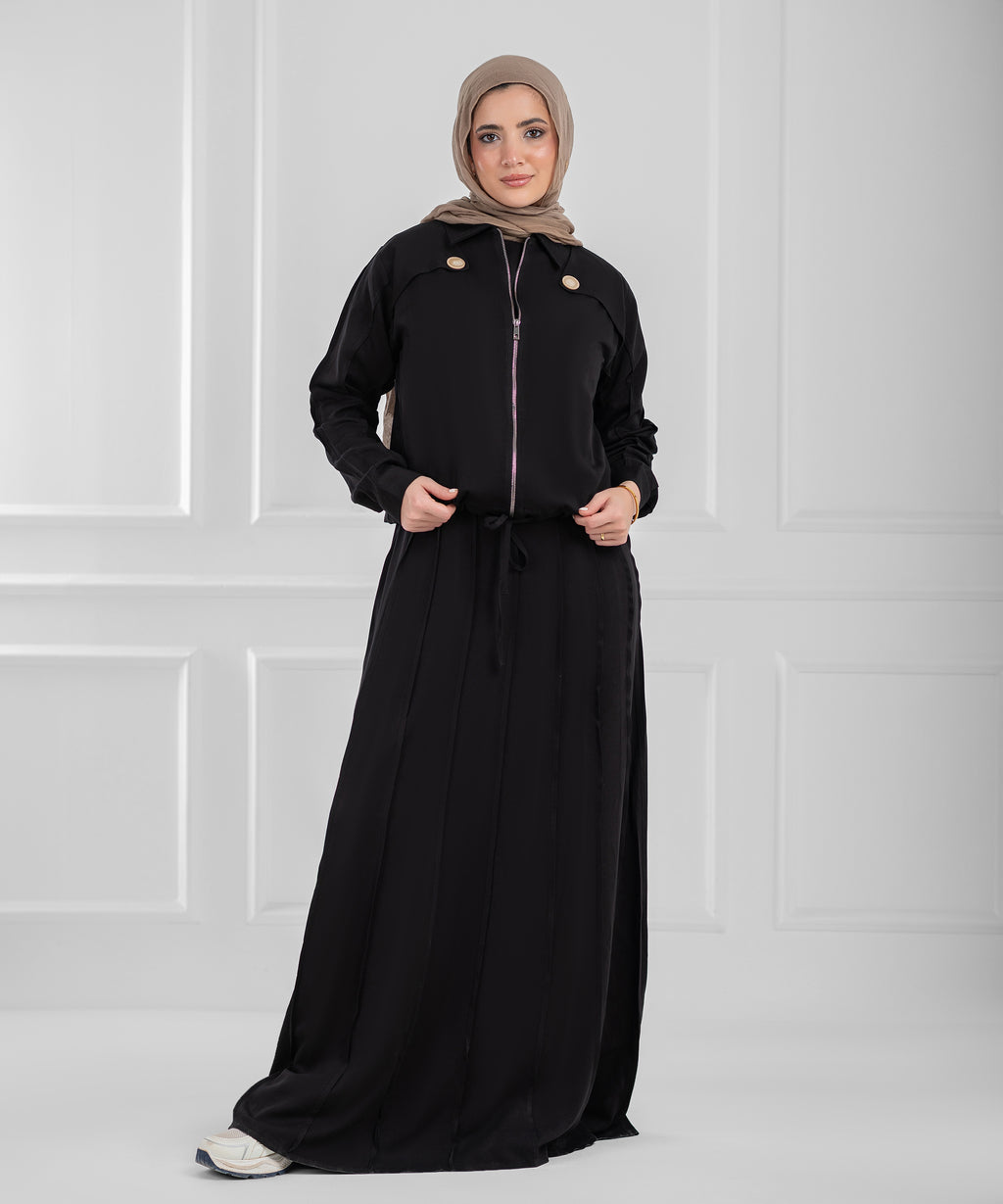 Summer Cotton Nova Black Modest Set (dress + cropped jacket)