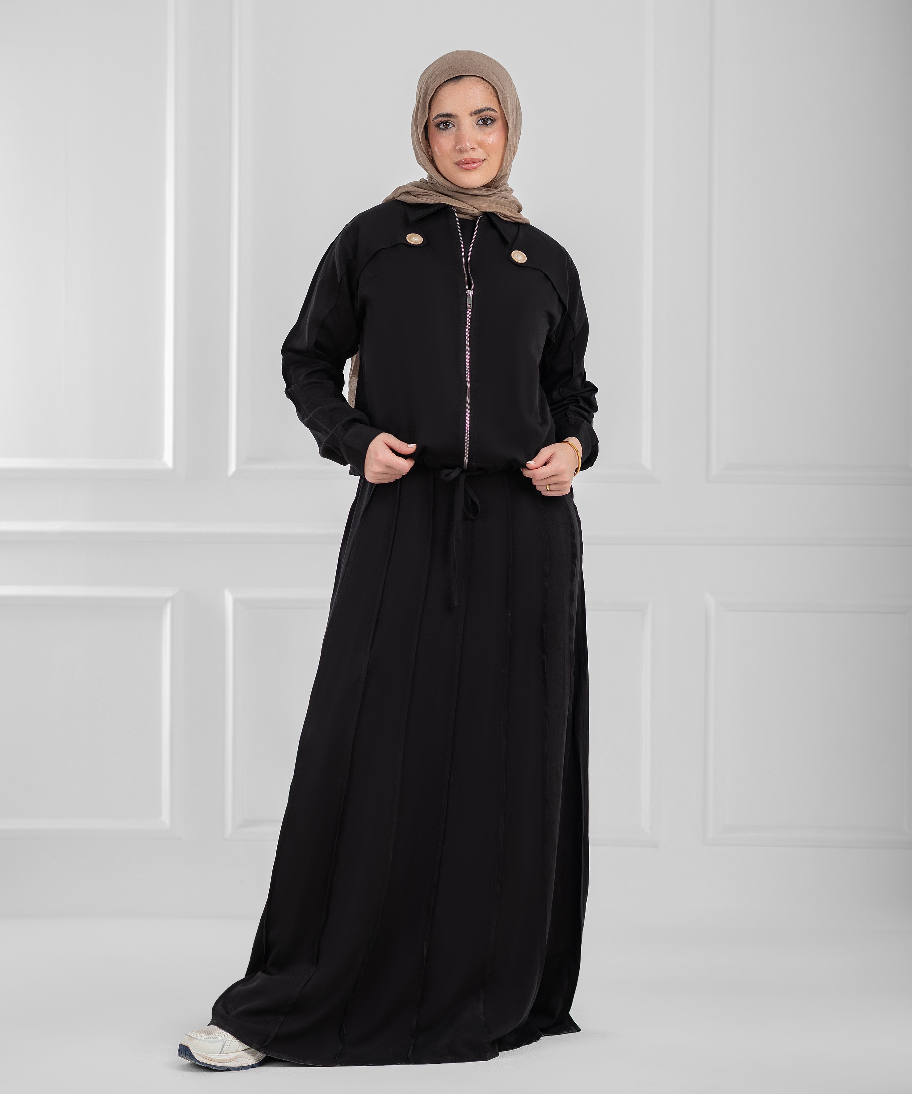 Summer Cotton Nova Black Modest Set (dress + cropped jacket)