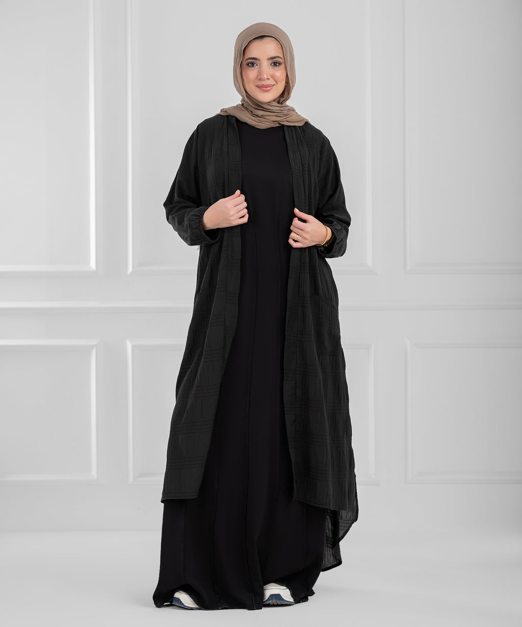 Summer Cotton Nova Black Modest Set (dress + cropped jacket)