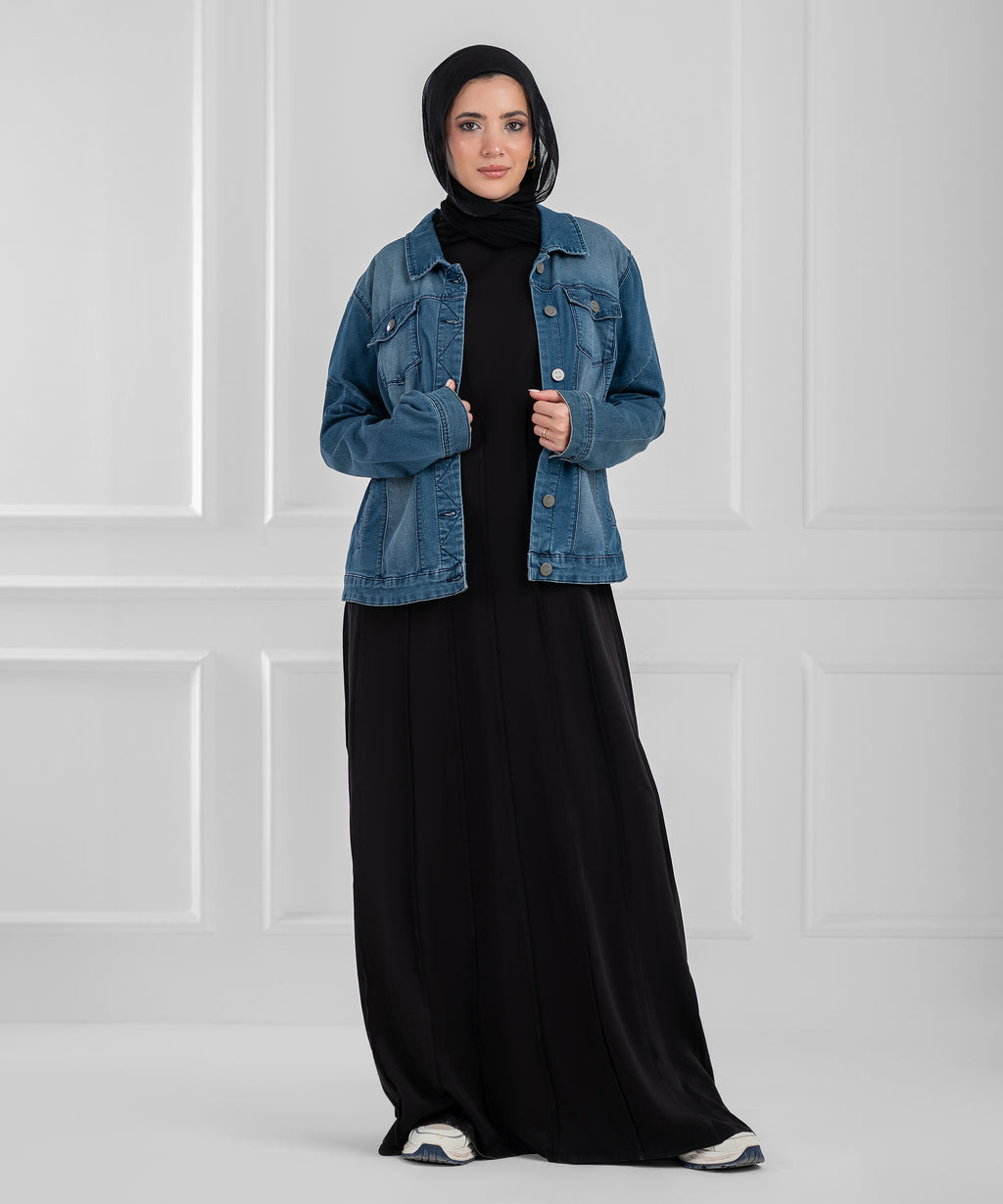 Summer Cotton Nova Black Modest Set (dress + cropped jacket)
