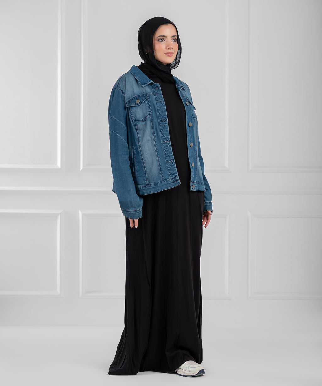 Summer Cotton Nova Black Modest Set (dress + cropped jacket)