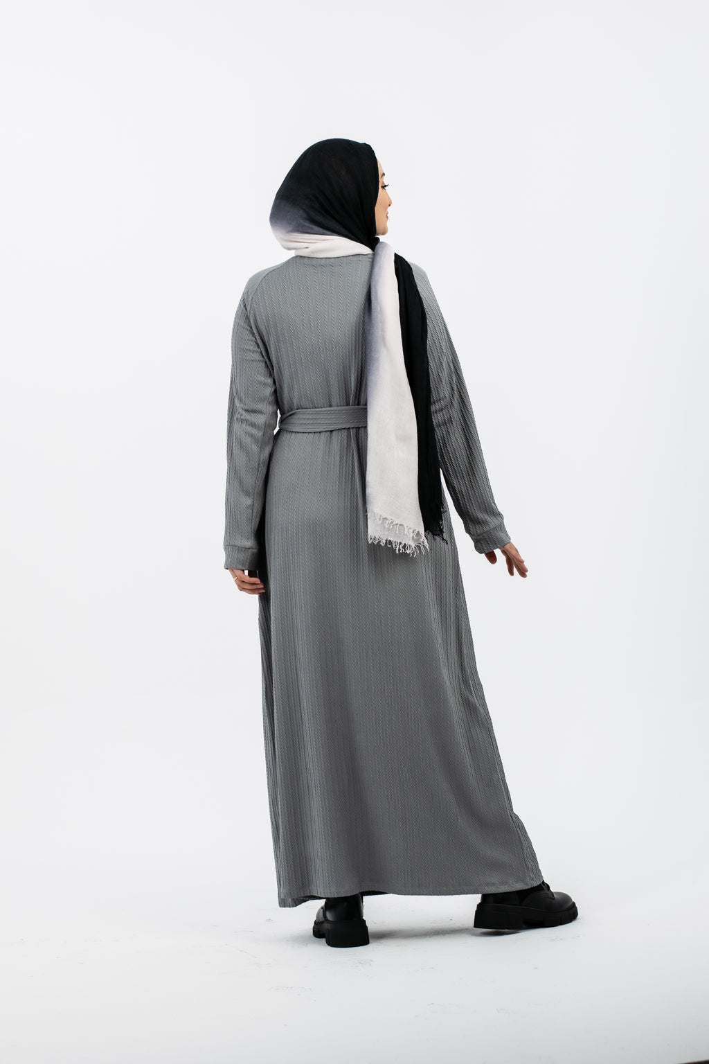 High-neck Basic Dress Grey