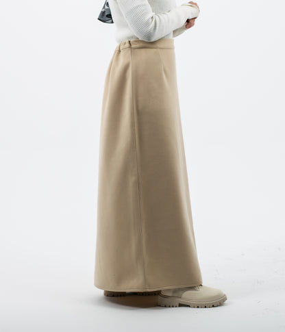 Soft Wool Skirt: Beige