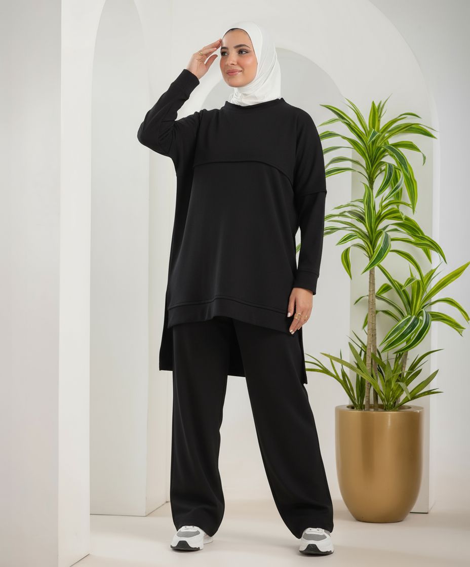 Over Size Comfy Black Training Suit