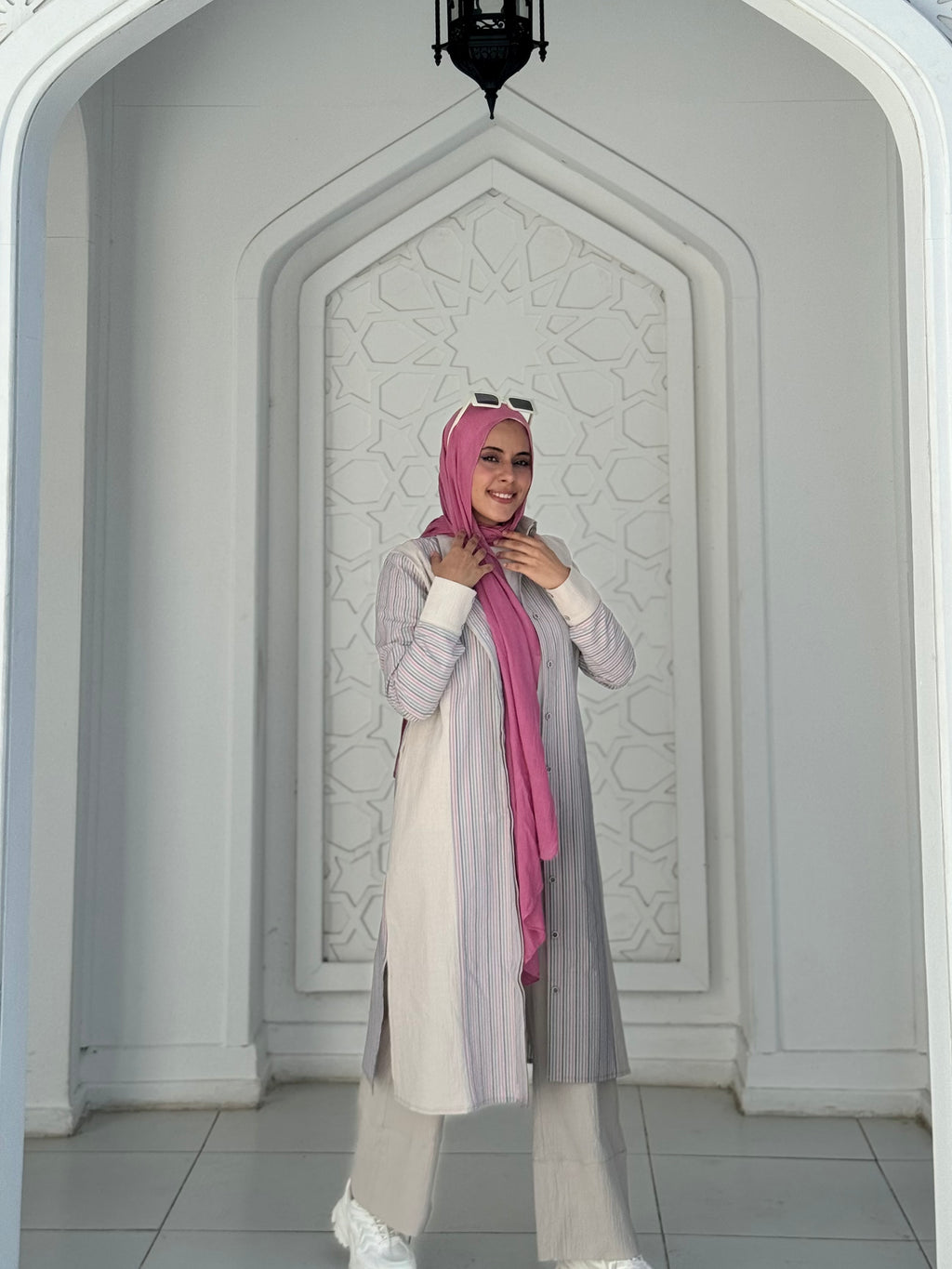 Beige Linen Set Printed