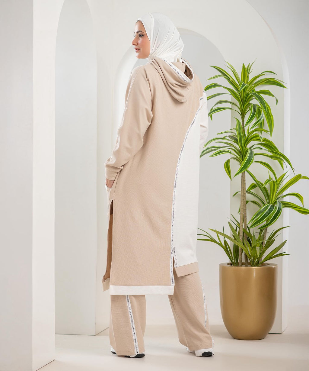 Beige x White Chic Training Suit