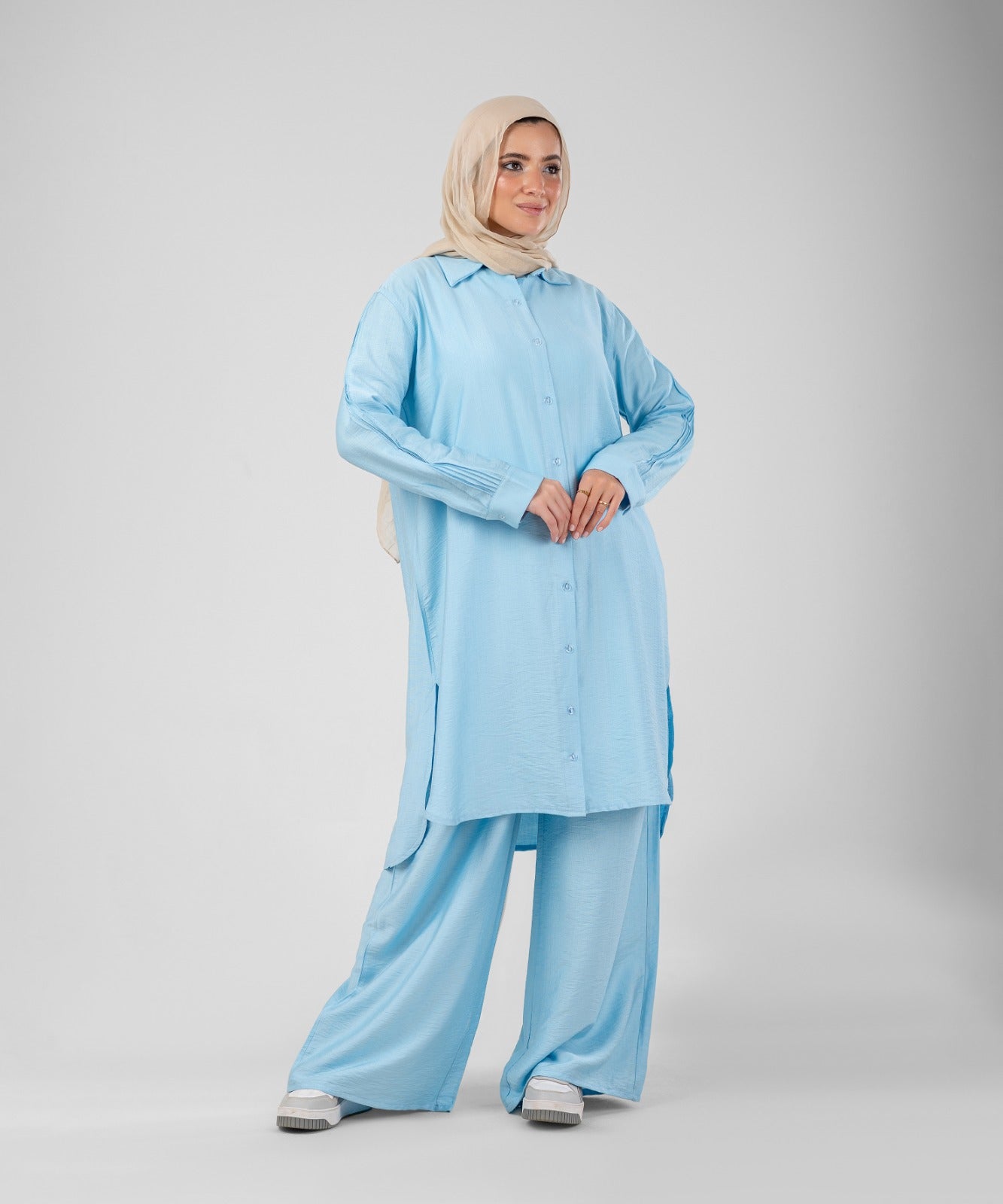 Two-Piece Modest Set Strides (Baby Blue)