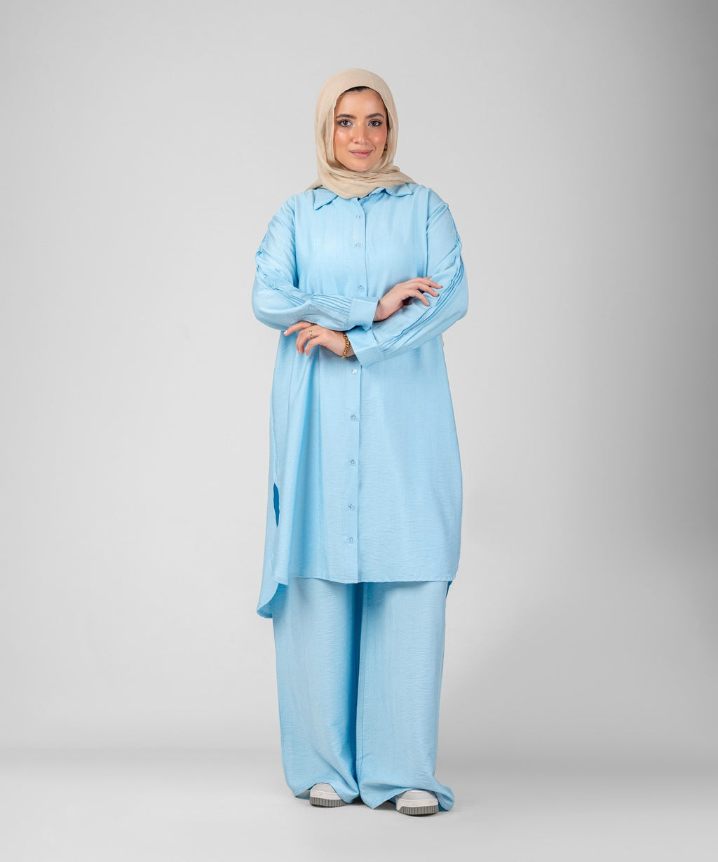 Two-Piece Modest Set Strides (Baby Blue)