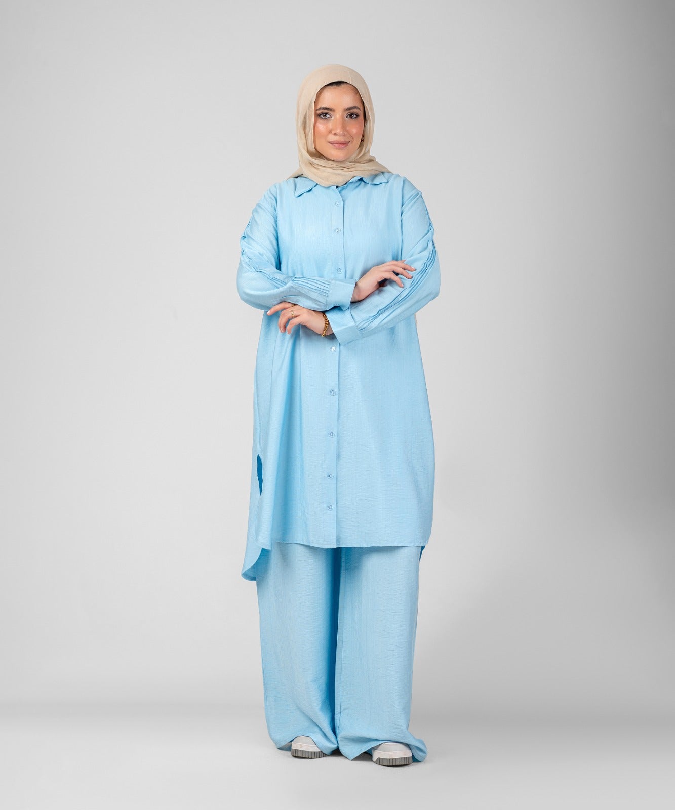Two-Piece Modest Set Strides (Baby Blue)