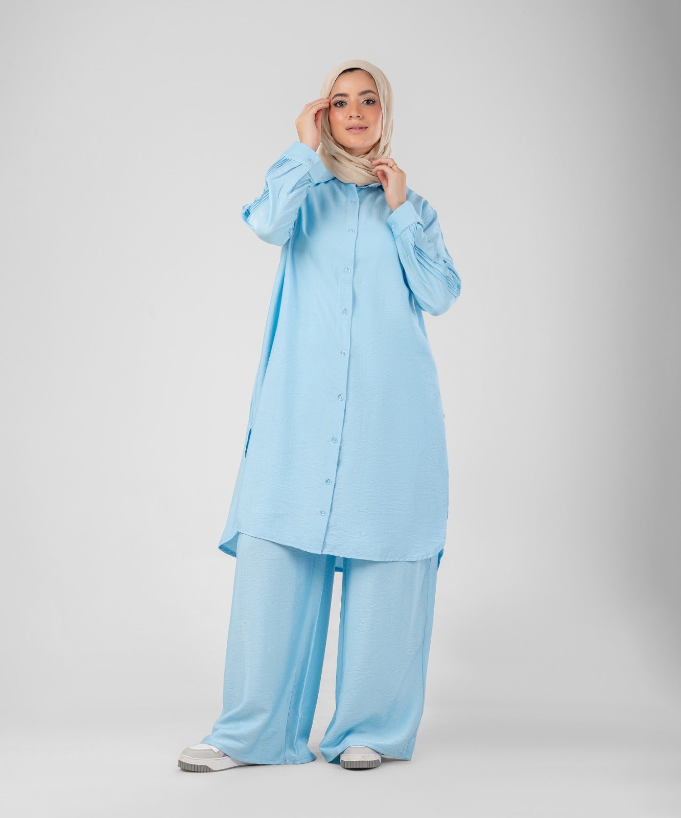 Two-Piece Modest Set Strides (Baby Blue)
