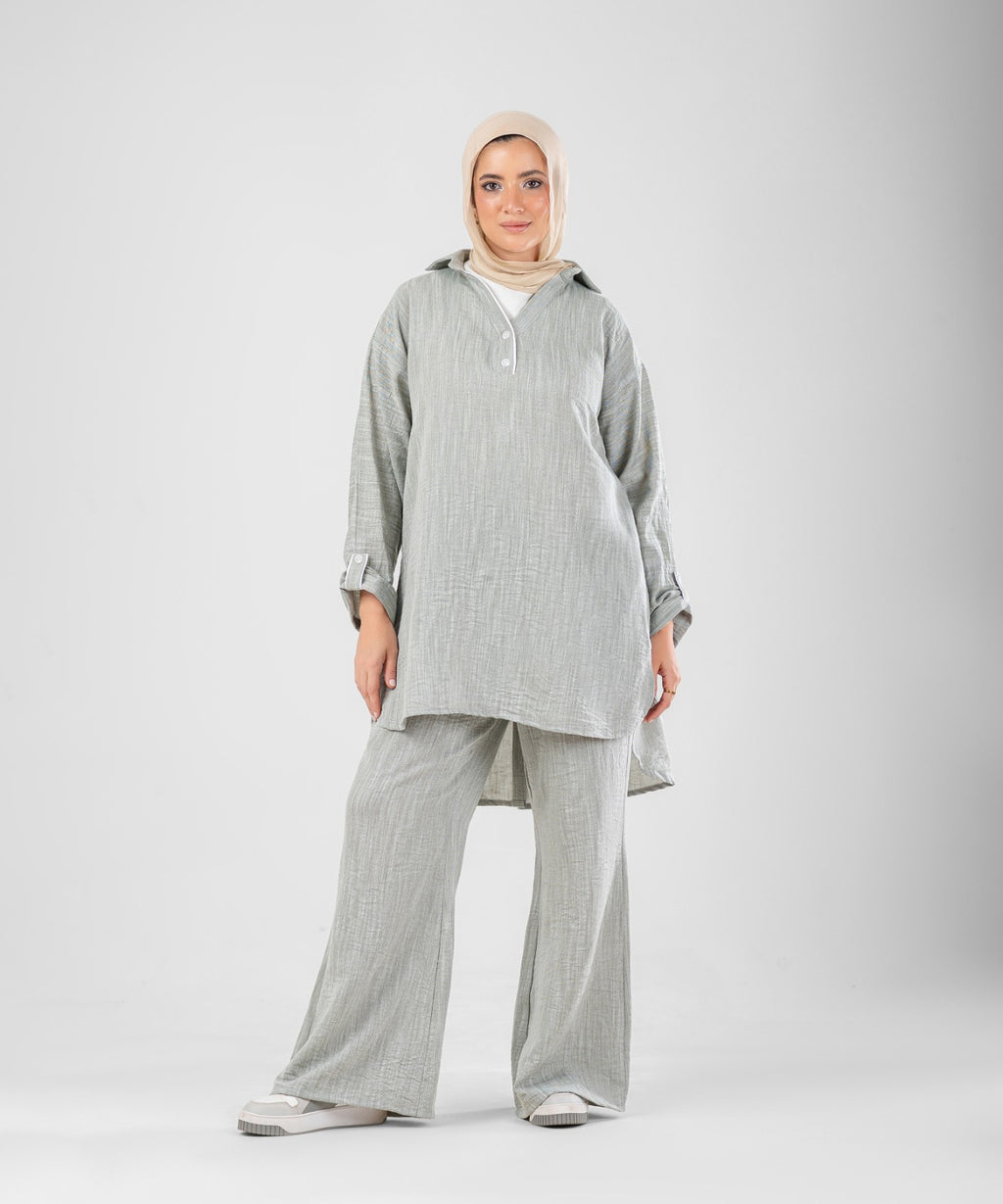 Willow Linen 2-Piece Set ( Grey )