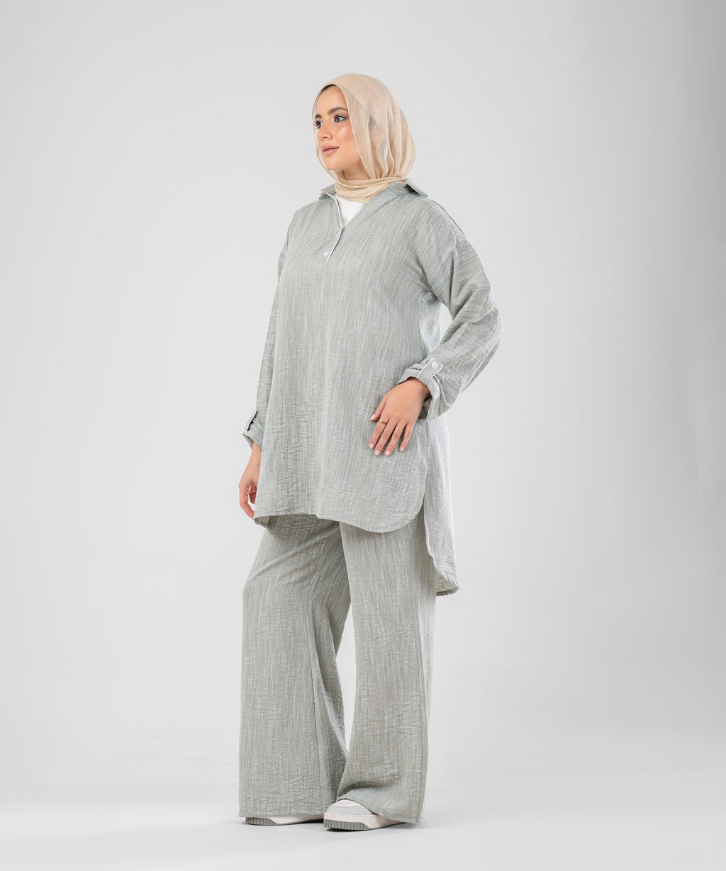 Willow Linen 2-Piece Set ( Grey )