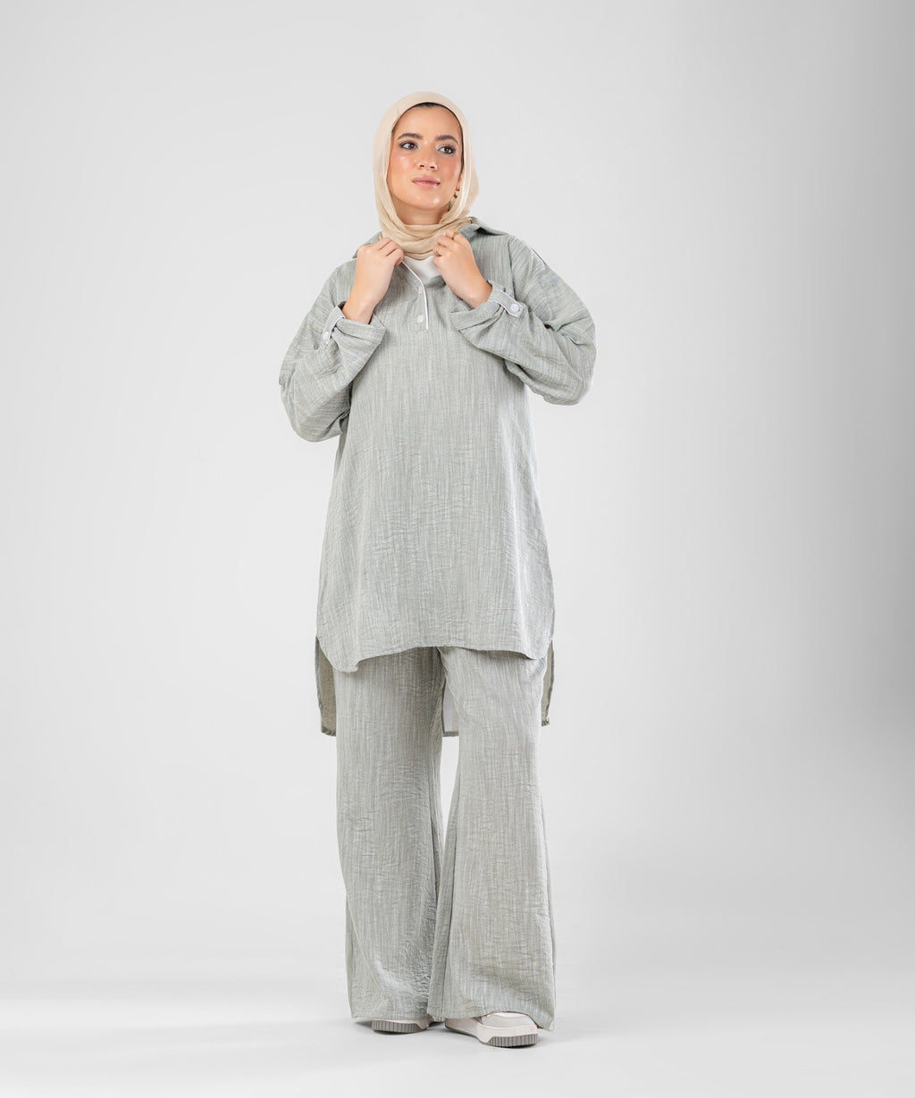 Willow Linen 2-Piece Set ( Grey )