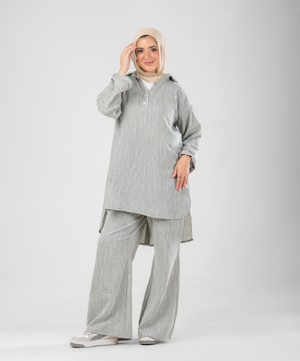 Willow Linen 2-Piece Set ( Grey )