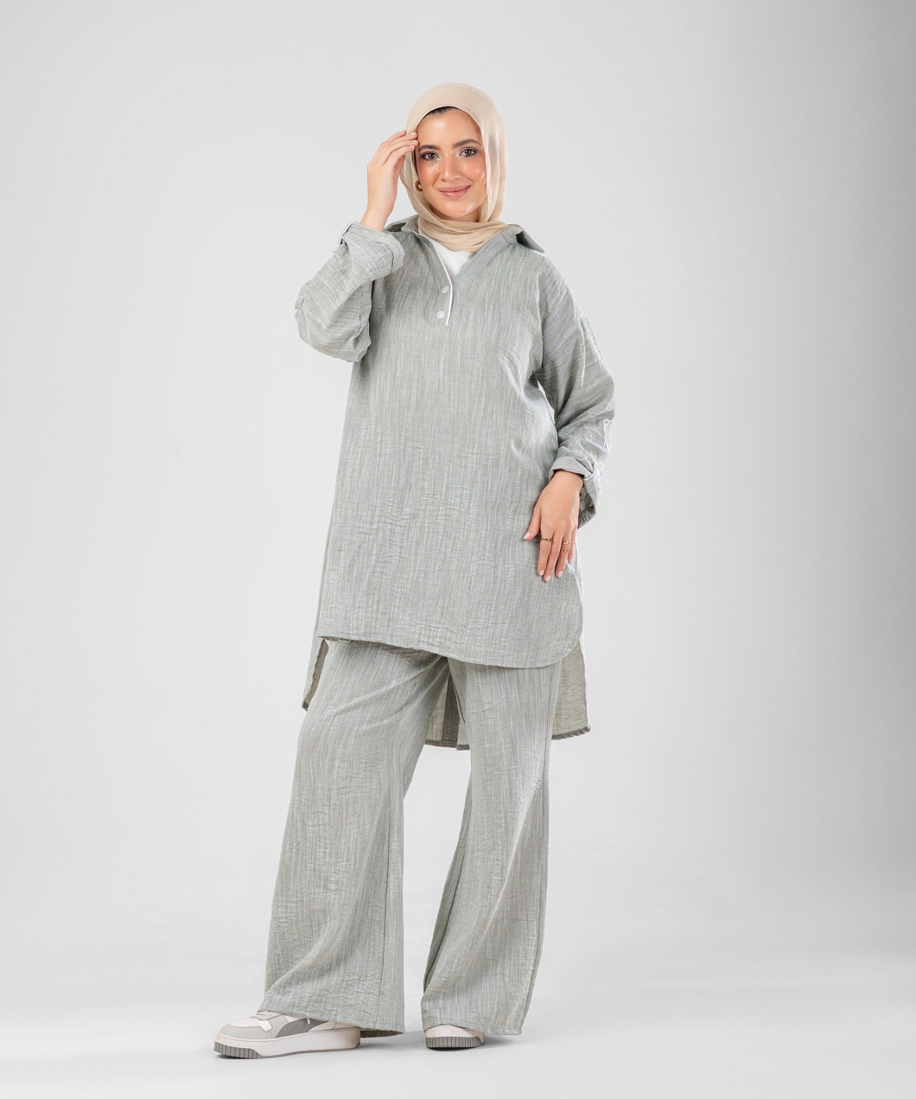 Willow Linen 2-Piece Set ( Grey )
