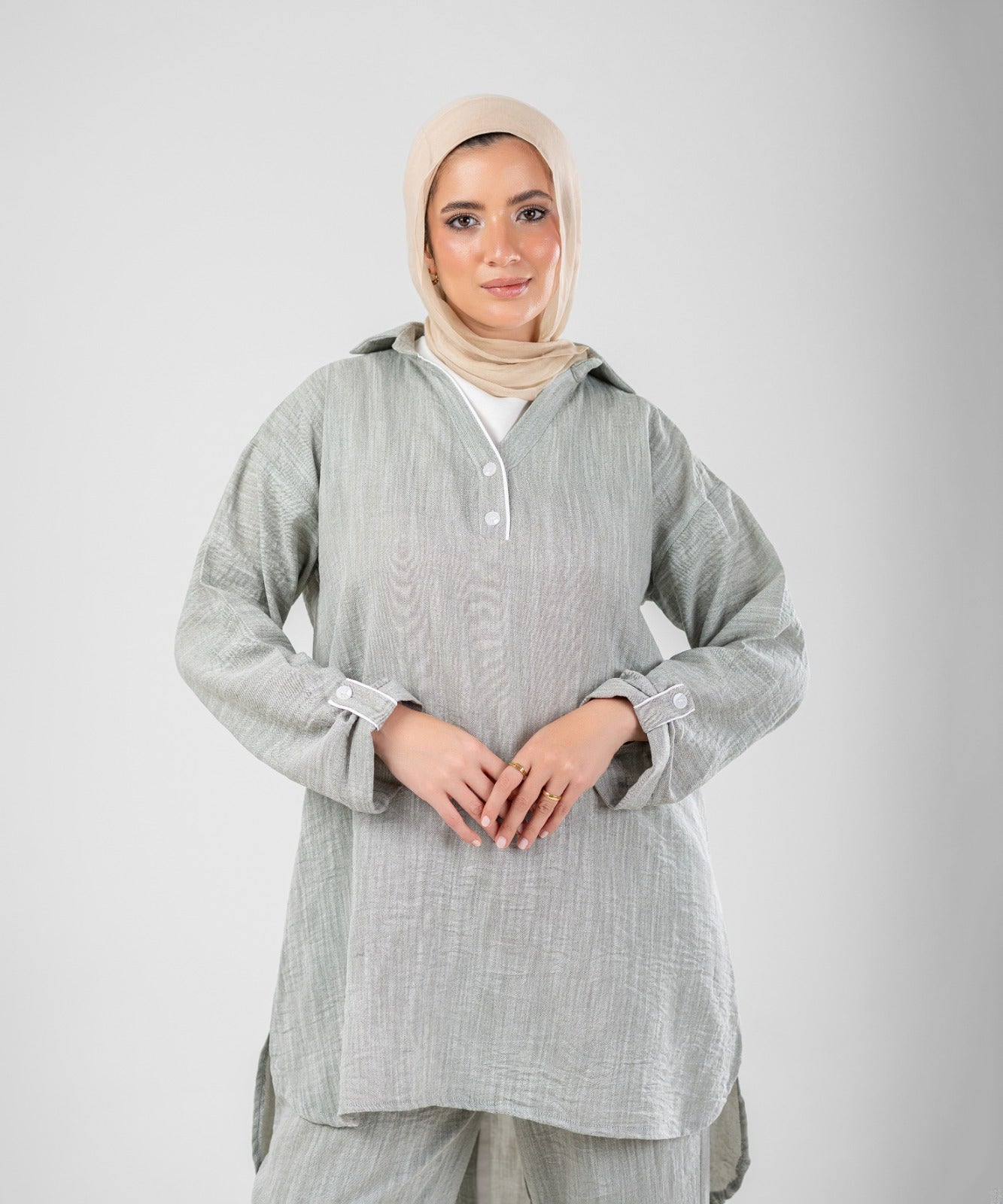 Willow Linen 2-Piece Set ( Grey )