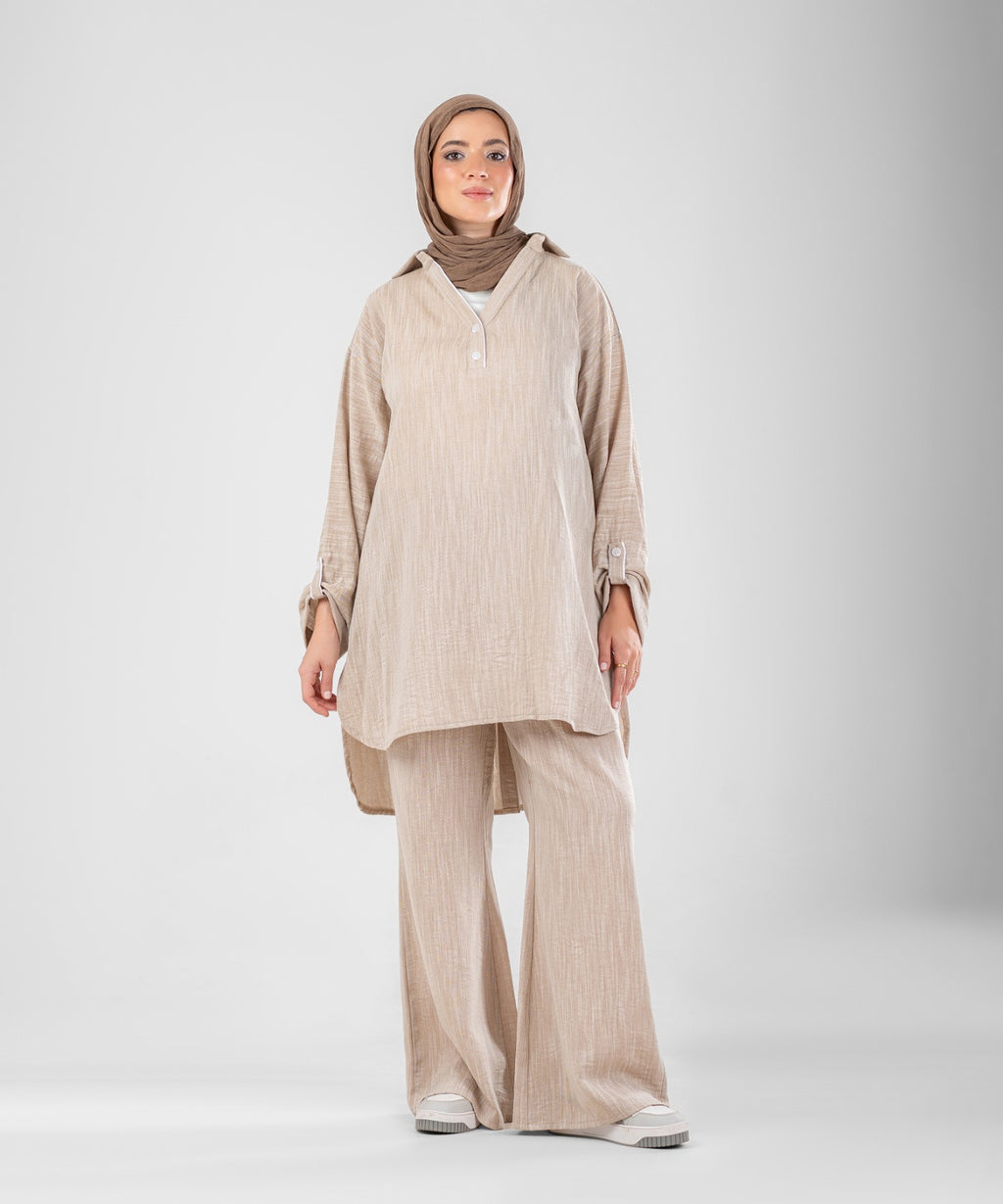 Willow Linen 2-Piece Set ( Beige )