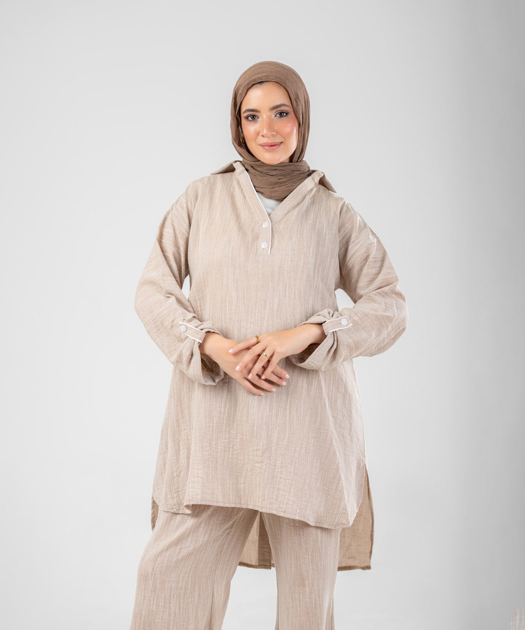 Willow Linen 2-Piece Set ( Beige )