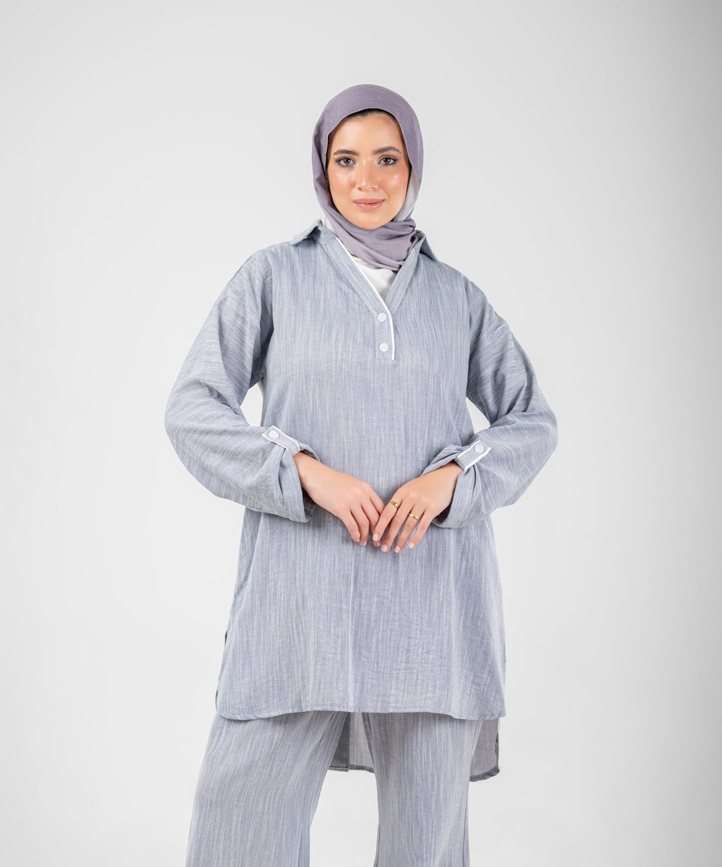 Willow Linen 2-Piece Set ( Blue )