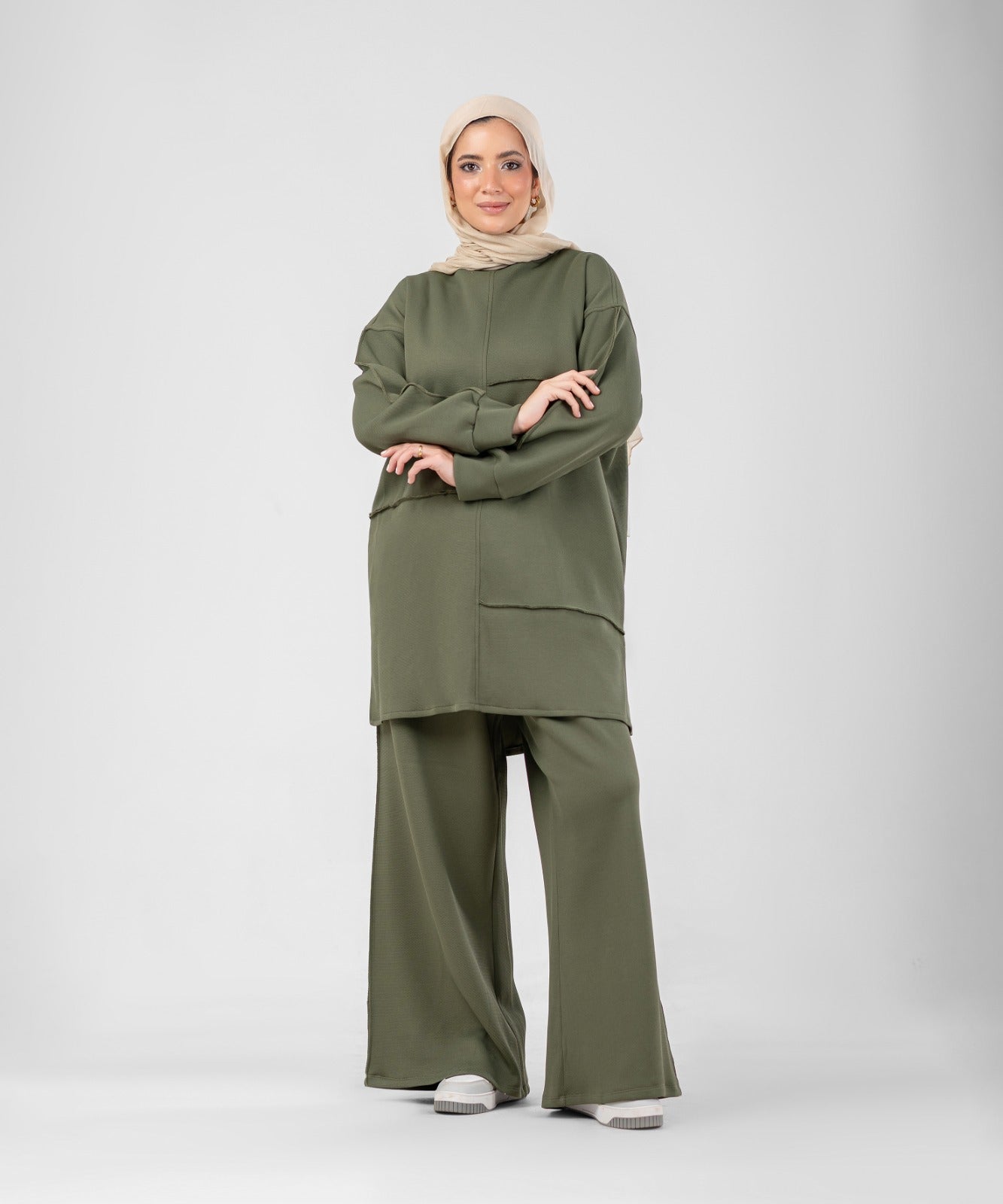 Oversized Training Set | Modest 2-Piece Set ( Olive )