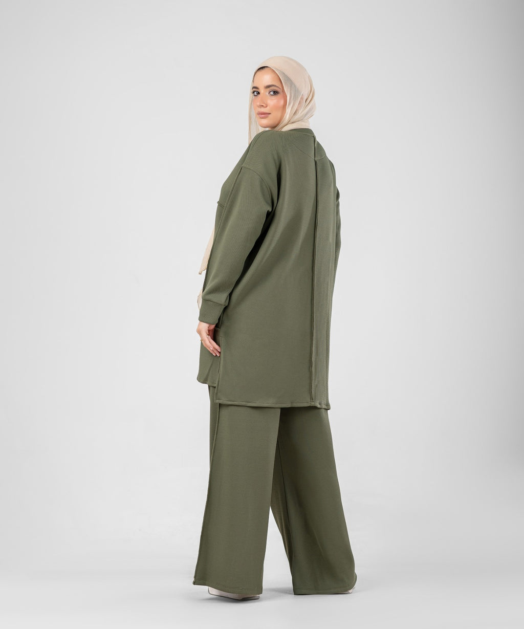 Oversized Training Set | Modest 2-Piece Set ( Olive )