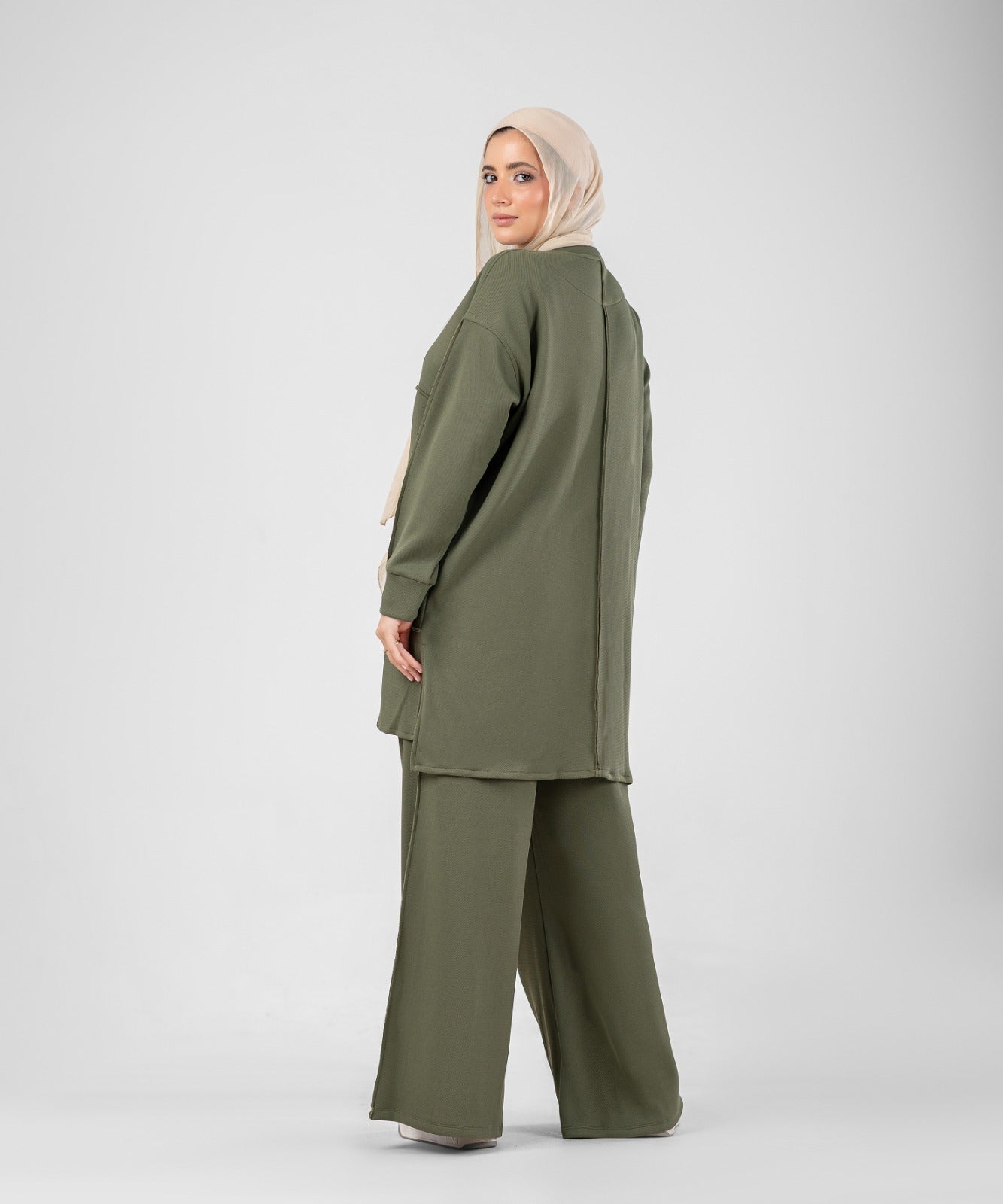 Oversized Training Set | Modest 2-Piece Set ( Olive )