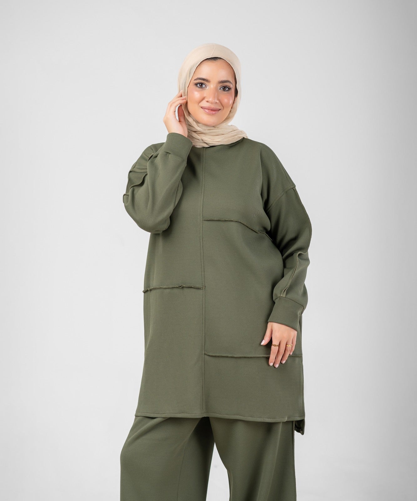 Oversized Training Set | Modest 2-Piece Set ( Olive )