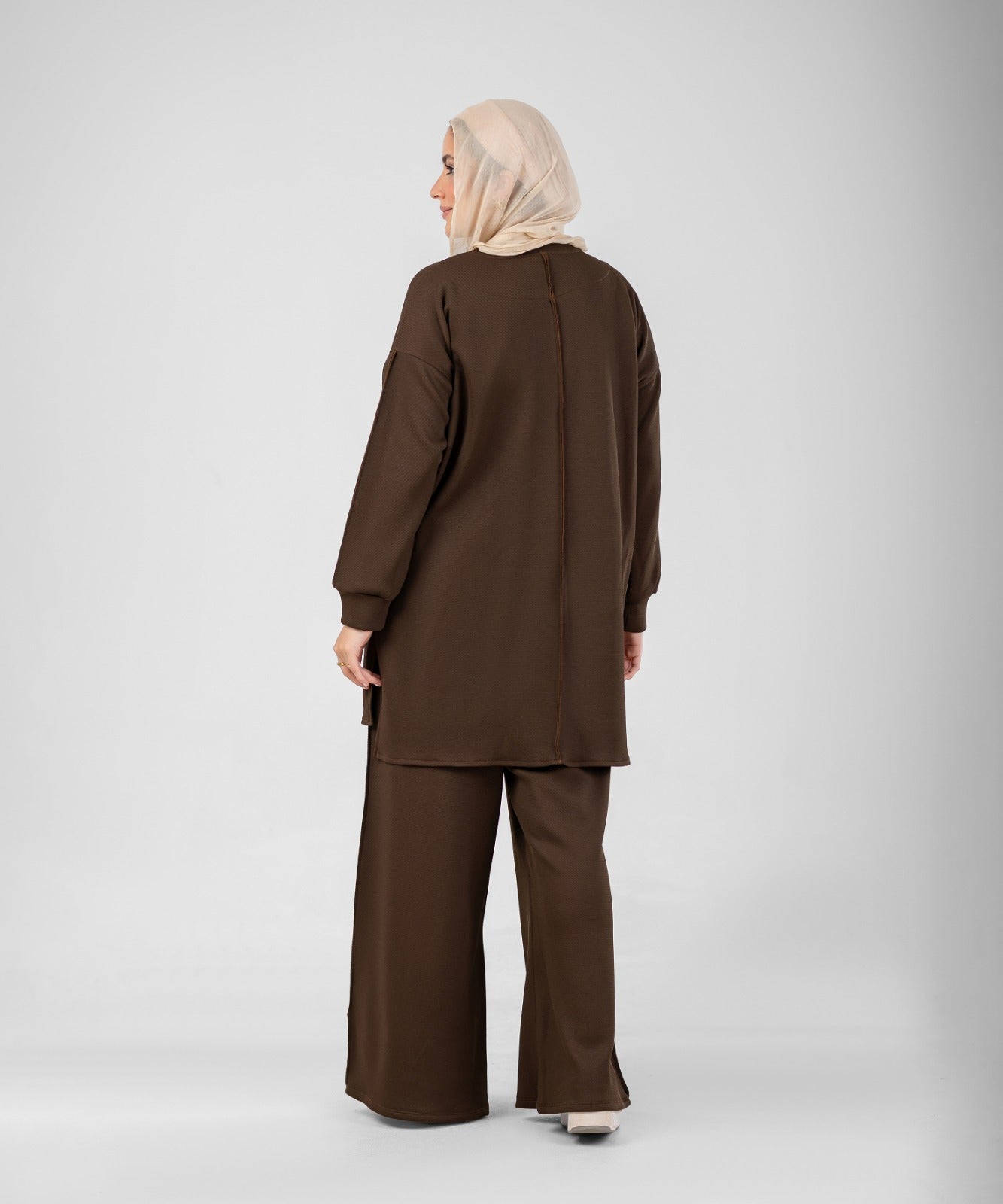 Oversized Training Set | Modest 2-Piece Set ( Brown )