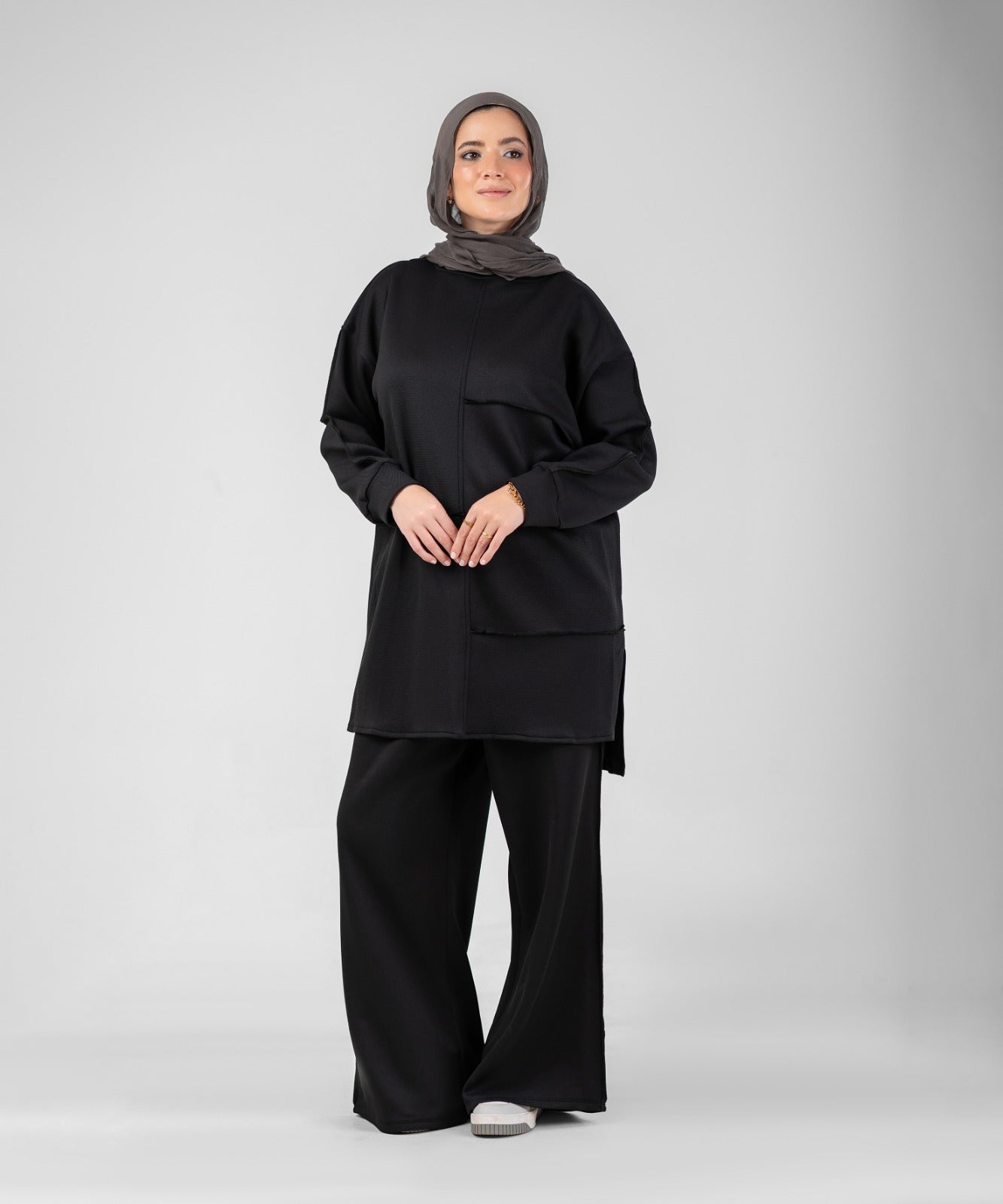 Oversized Training Set | Modest 2-Piece Set ( Black )