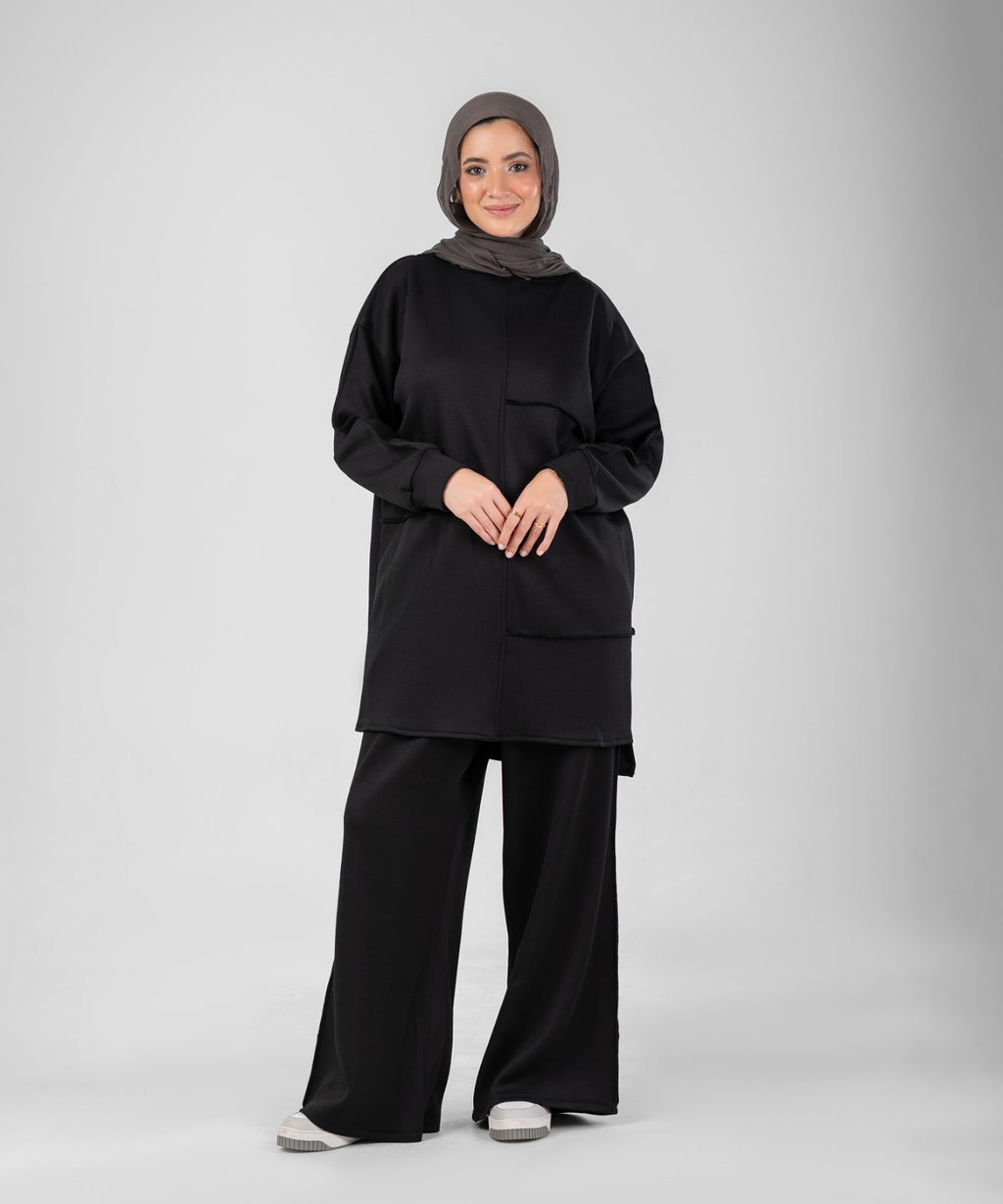 Oversized Training Set | Modest 2-Piece Set ( Black )
