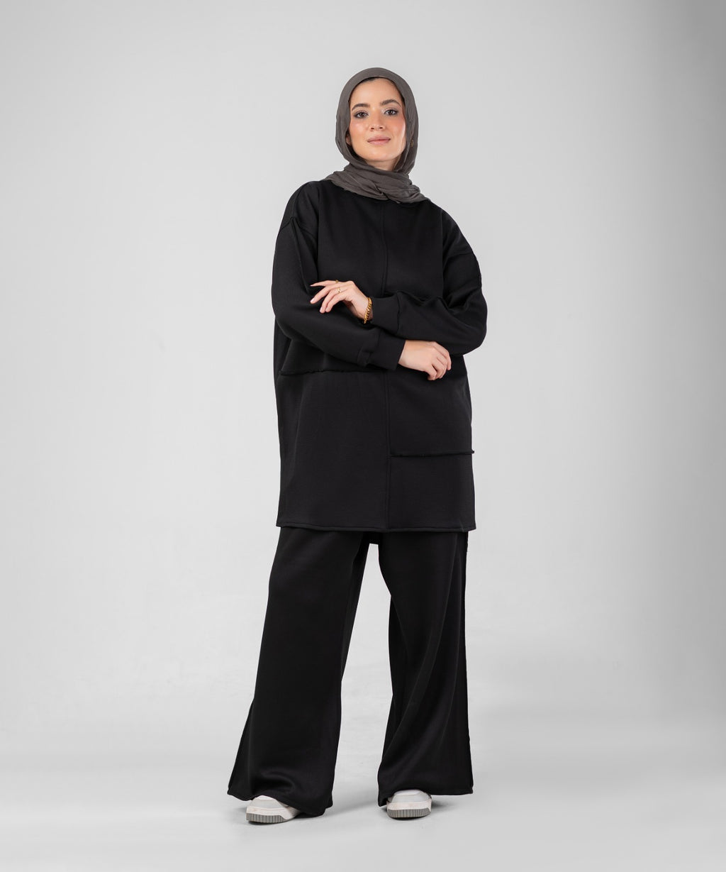 Oversized Training Set | Modest 2-Piece Set ( Black )