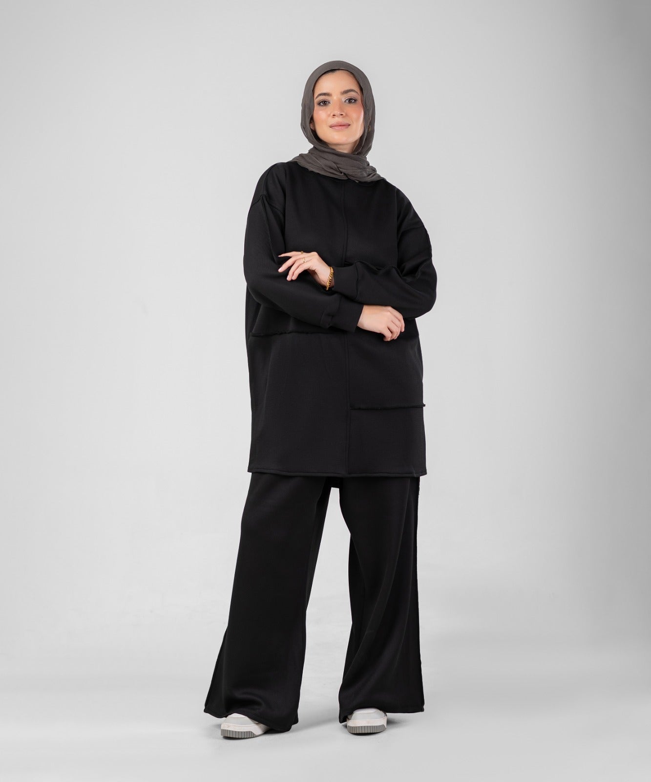 Oversized Training Set | Modest 2-Piece Set ( Black )