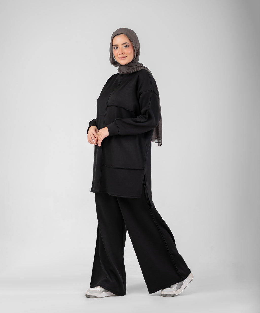 Oversized Training Set | Modest 2-Piece Set ( Black )