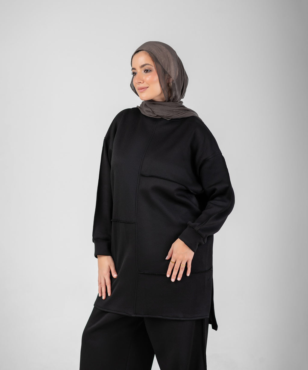 Oversized Training Set | Modest 2-Piece Set ( Black )