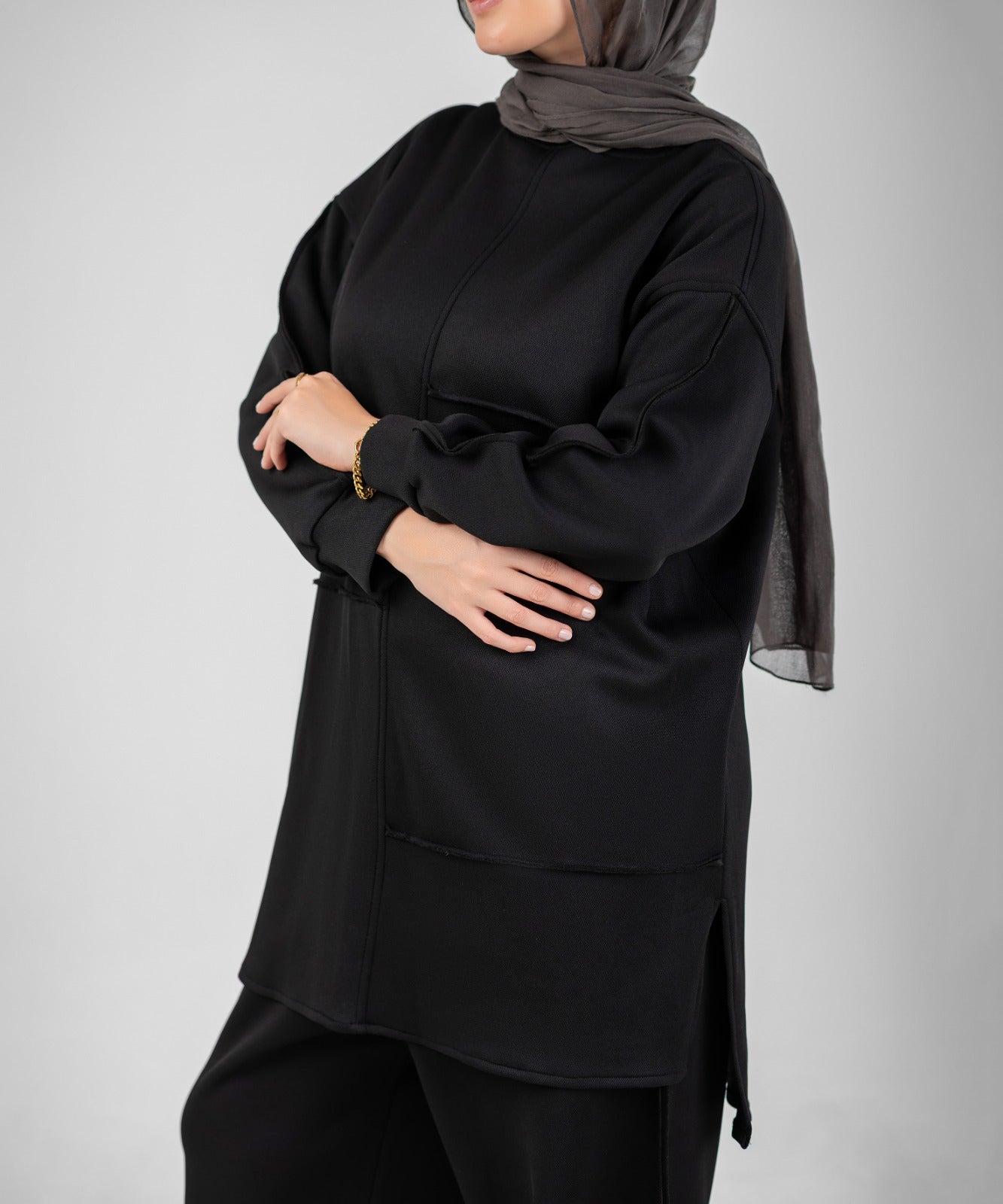 Oversized Training Set | Modest 2-Piece Set ( Black )