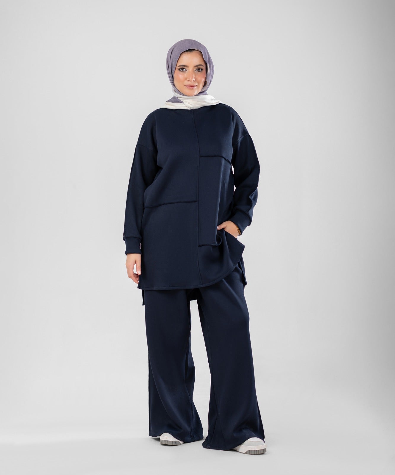 Oversized Training Set | Modest 2-Piece Set ( Blue )