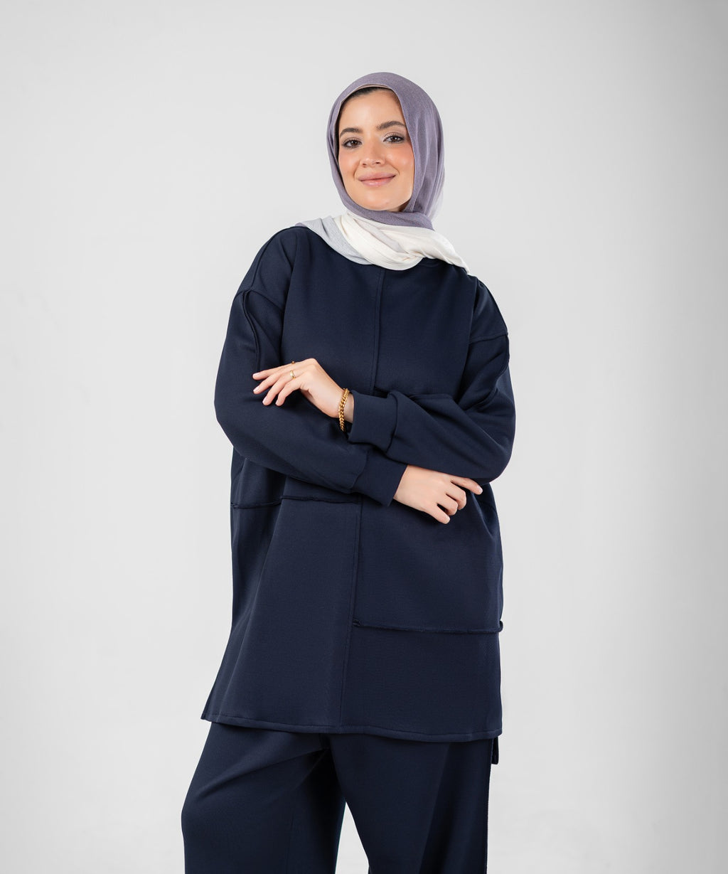Oversized Training Set | Modest 2-Piece Set ( Blue )