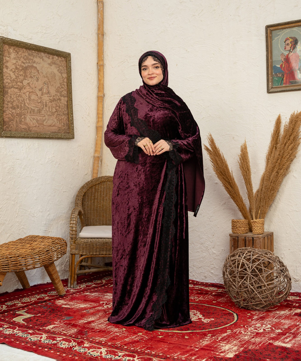 Dentelle Velvet Isdal / Mauve - اسدال قطيفة دانتيل موف